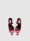 Reiss Red Celeste Sling Back Embellished Heels