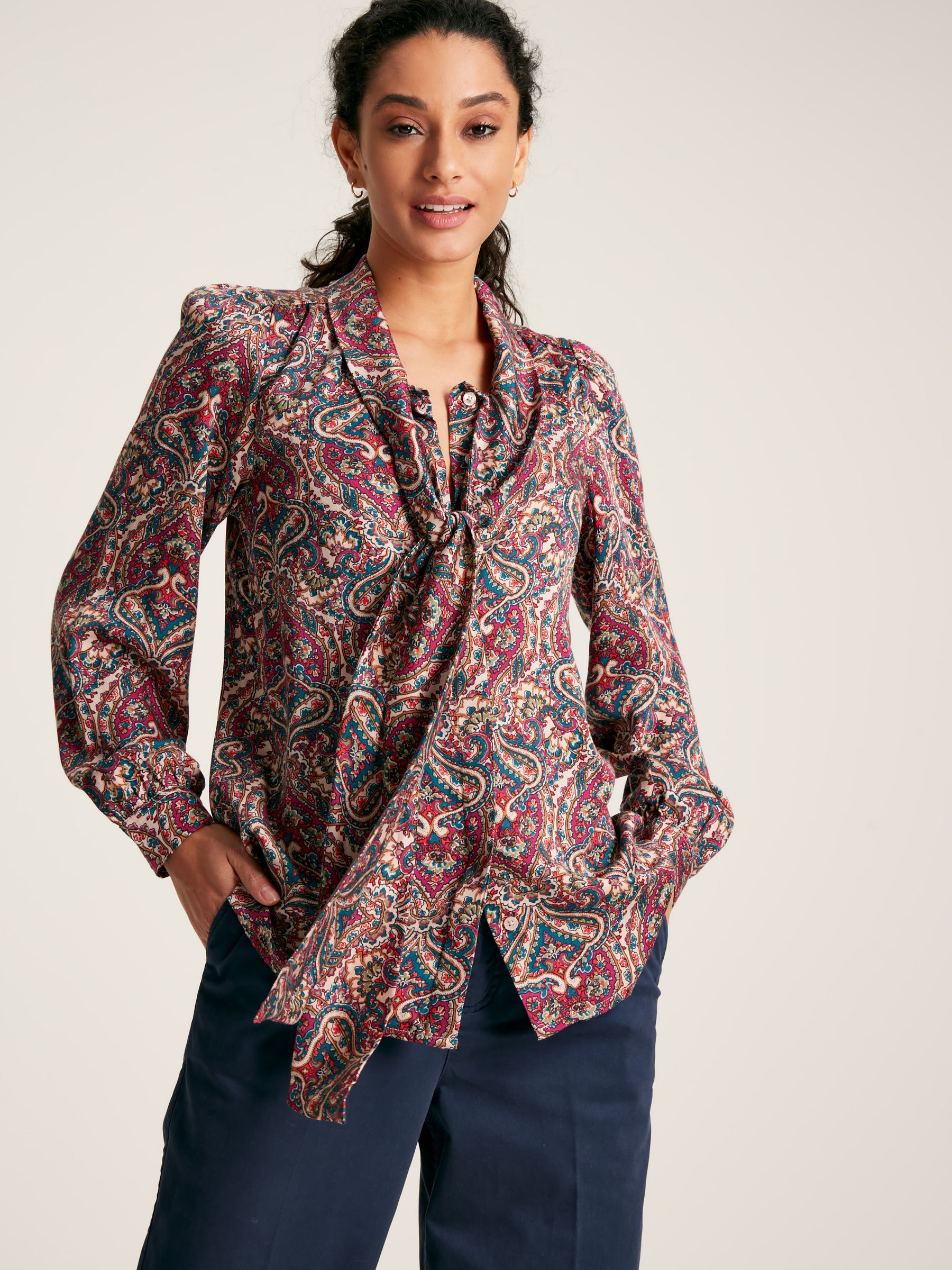 Buy Joules Everly Tie Neck Blouse from the Joules online shop