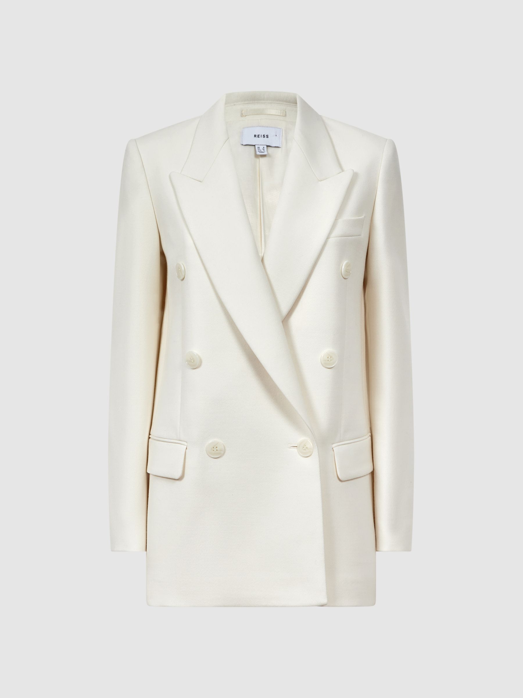 Modern Fit Wool Double Breasted Blazer in White - REISS