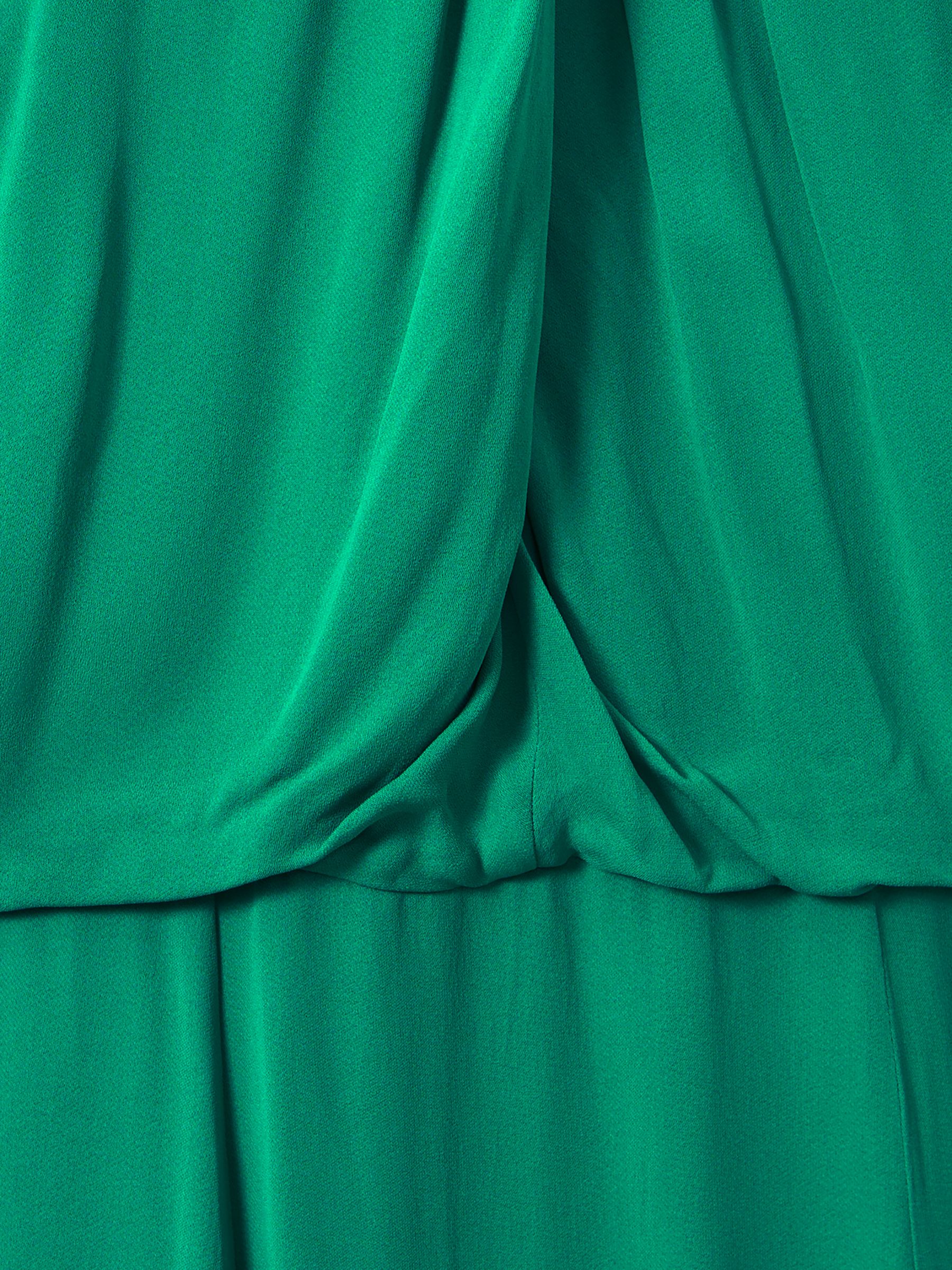 Reiss Green Elliana Drape Front Midi Dress