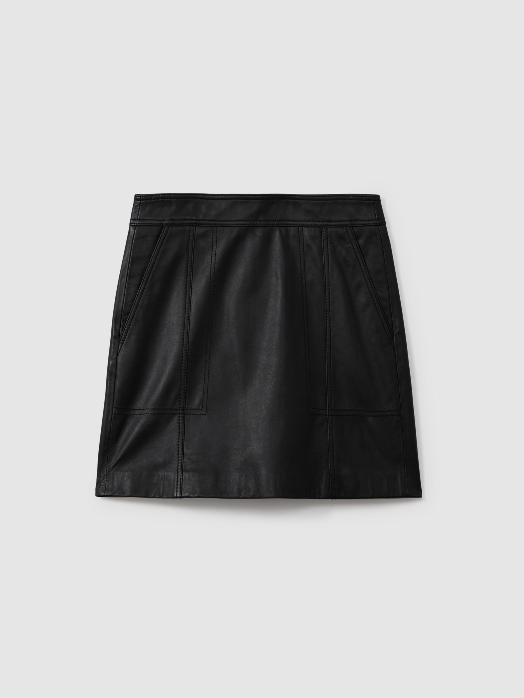 Reiss Edie Leather High Rise Mini Skirt - REISS