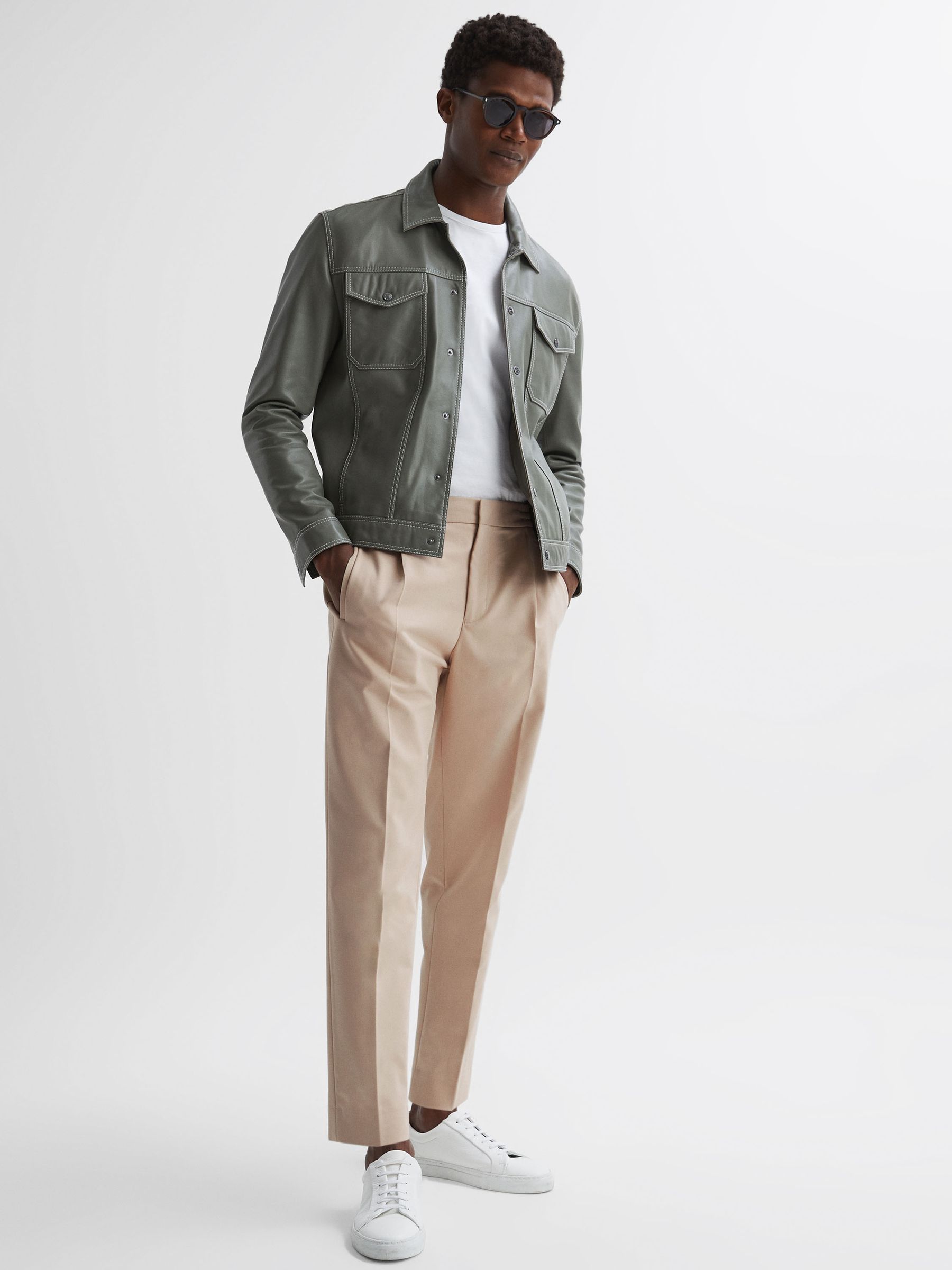 Technical Elasticated Trousers in Stone - REISS