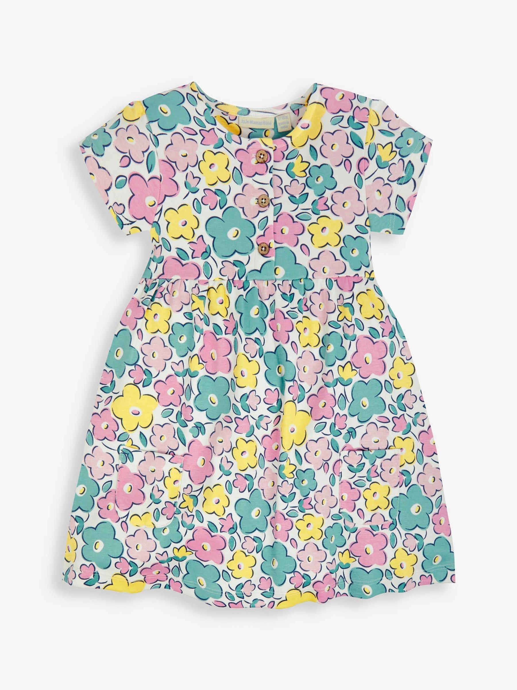 Buy JoJo Maman Bébé Bold Floral Print Button Front Dress from the JoJo ...