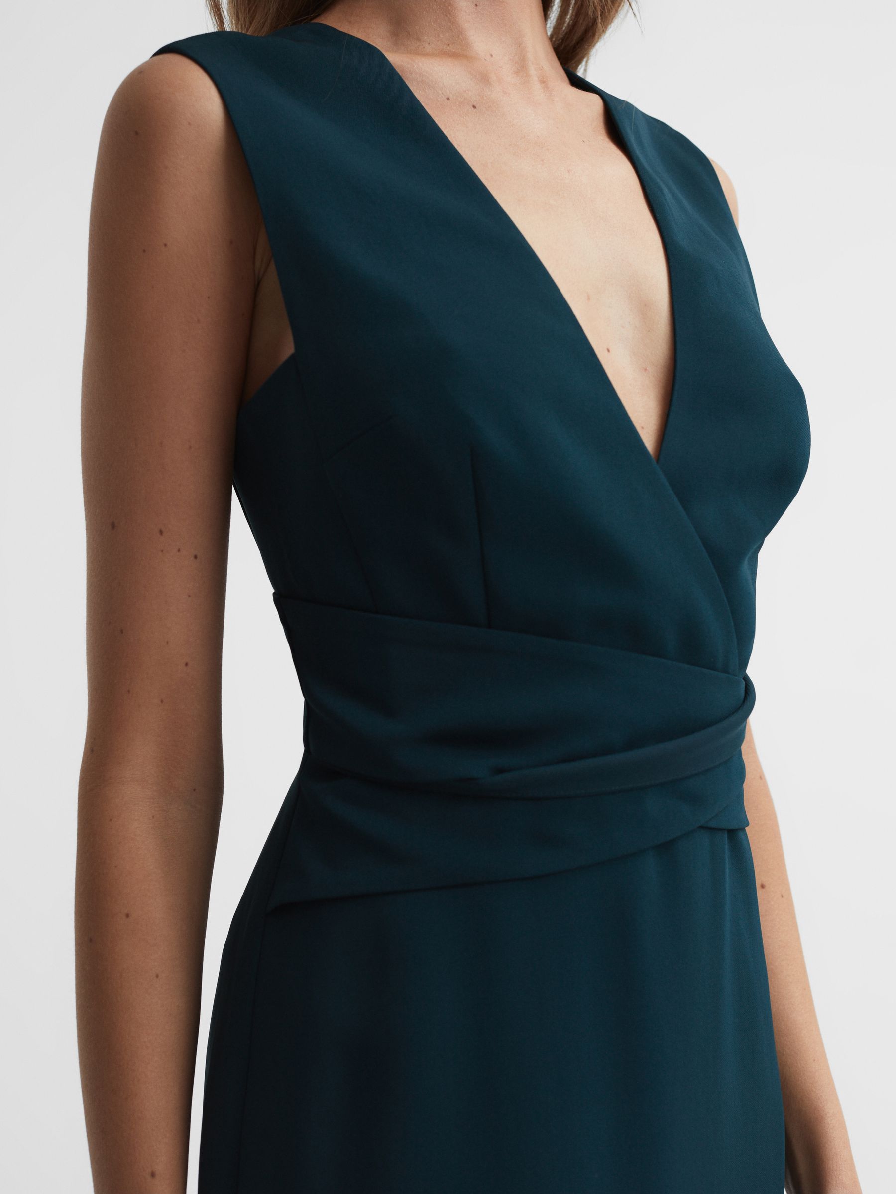 Reiss Jayla Fitted Wrap Design Midi Dress | REISS Australia