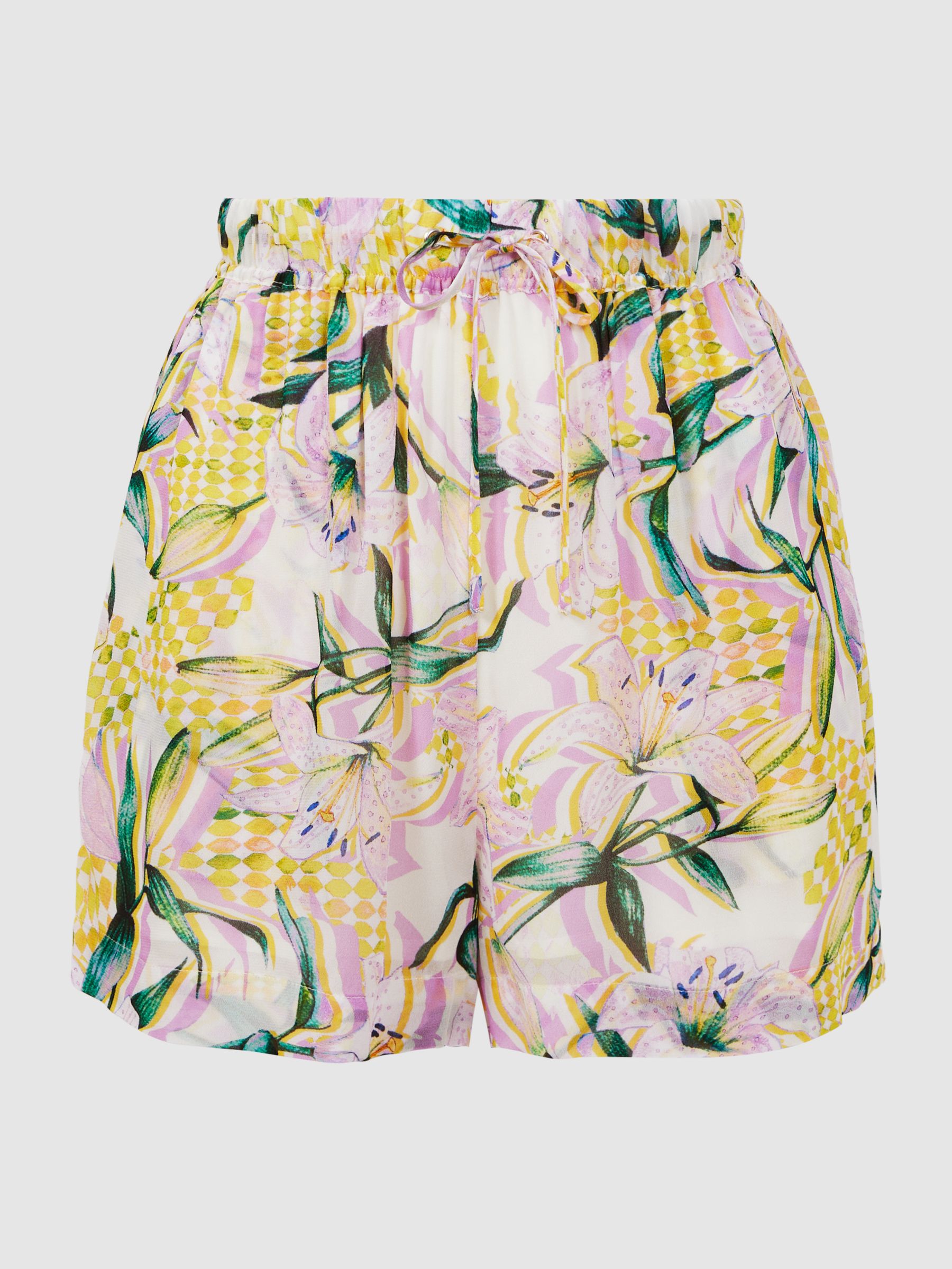 Reiss Anja Floral Print Drawstring Shorts | REISS USA