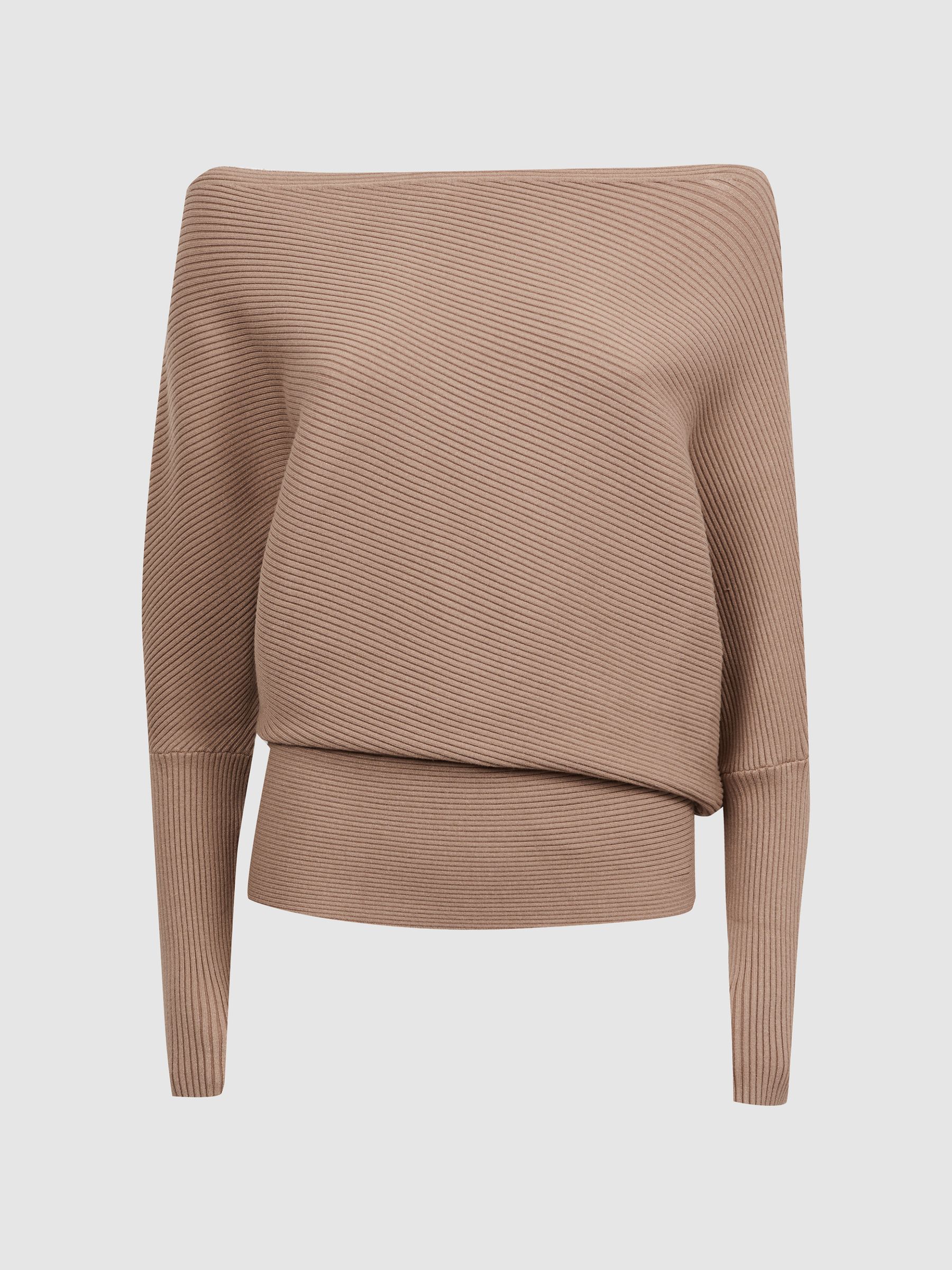 Reiss Lorna Asymmetric Drape Knitted Top REISS