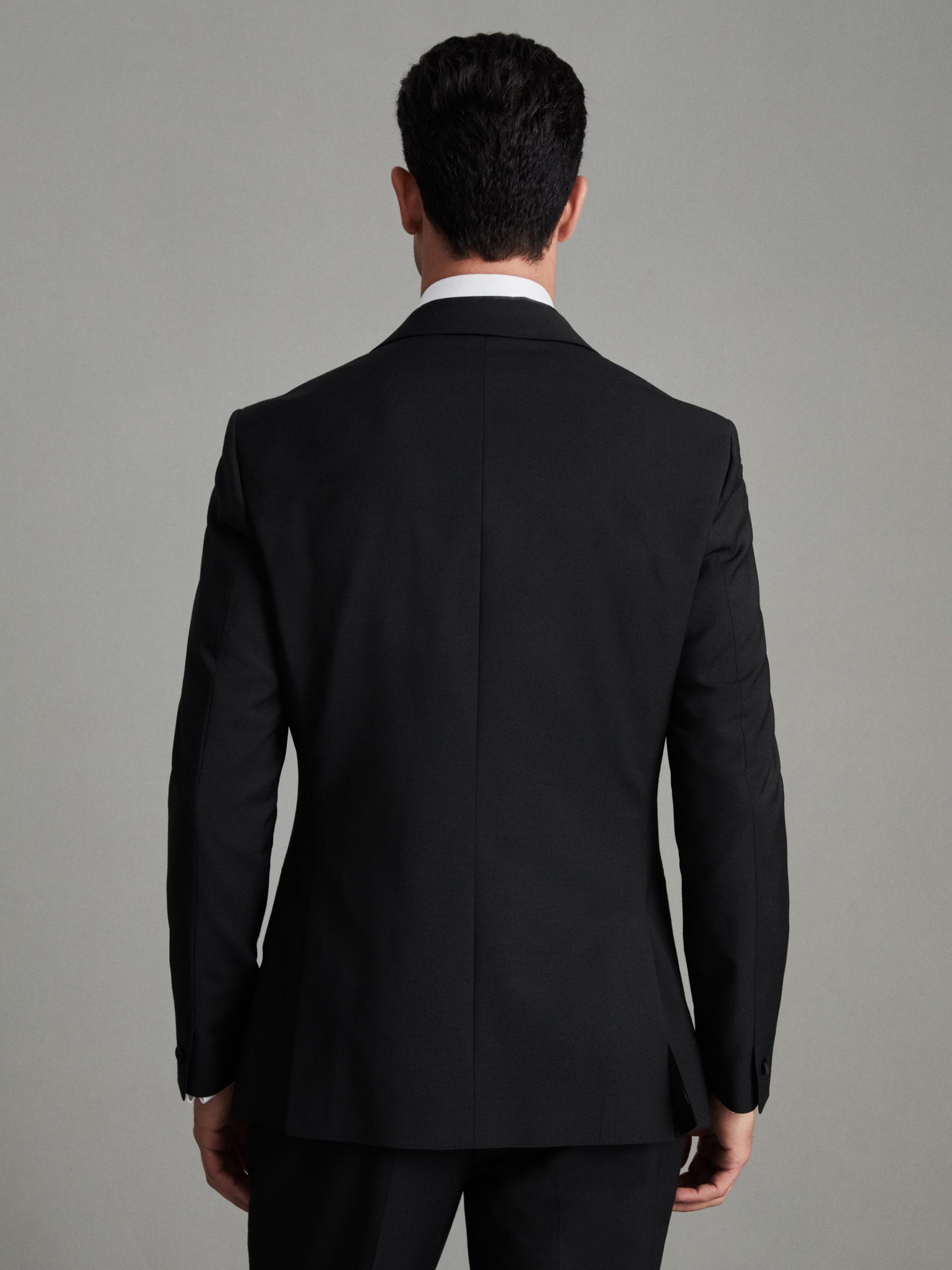 Notch Lapel Modern Fit Single Breasted Tuxedo Jacket in Black - REISS