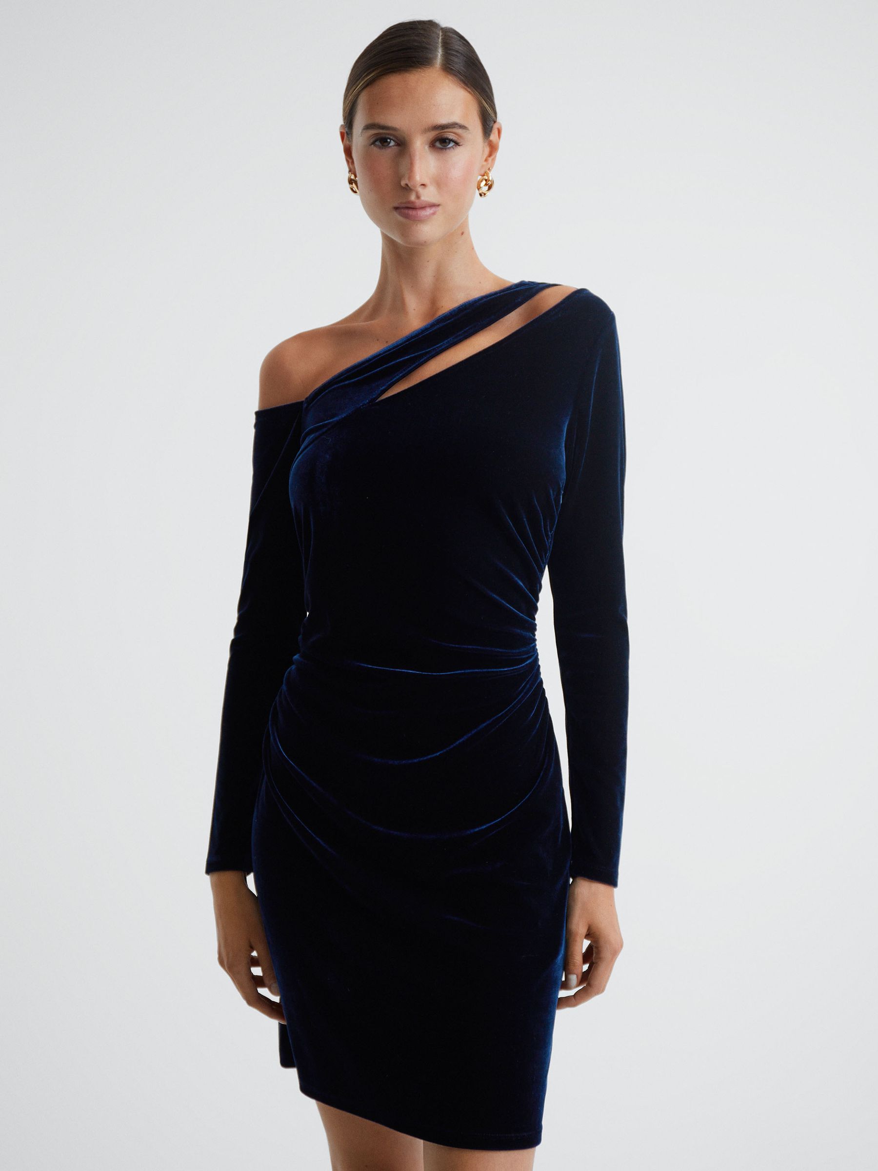 Reiss Camilla Velvet Off-The-Shoulder Mini Dress - REISS