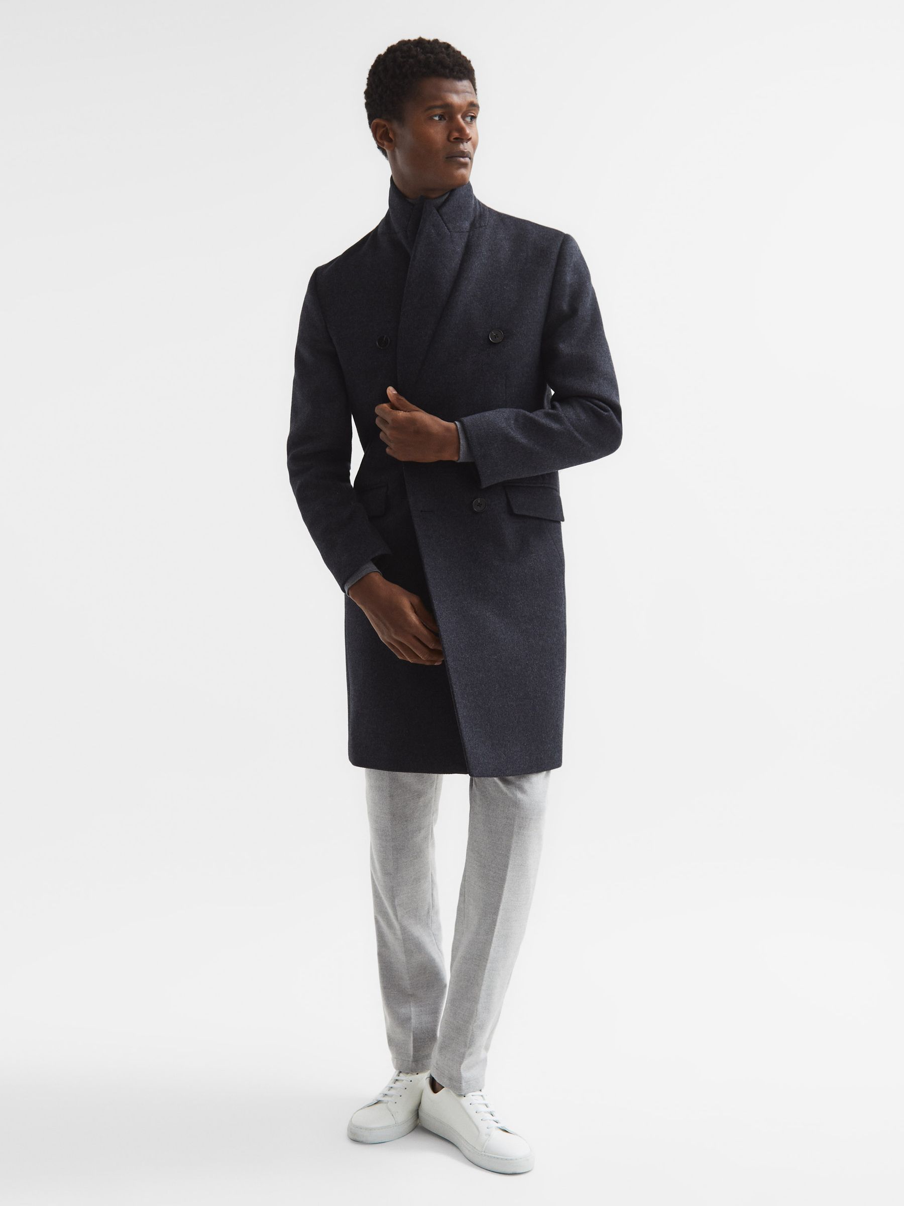 Reiss Reflection Double Breasted Long Wool Overcoat | REISS USA