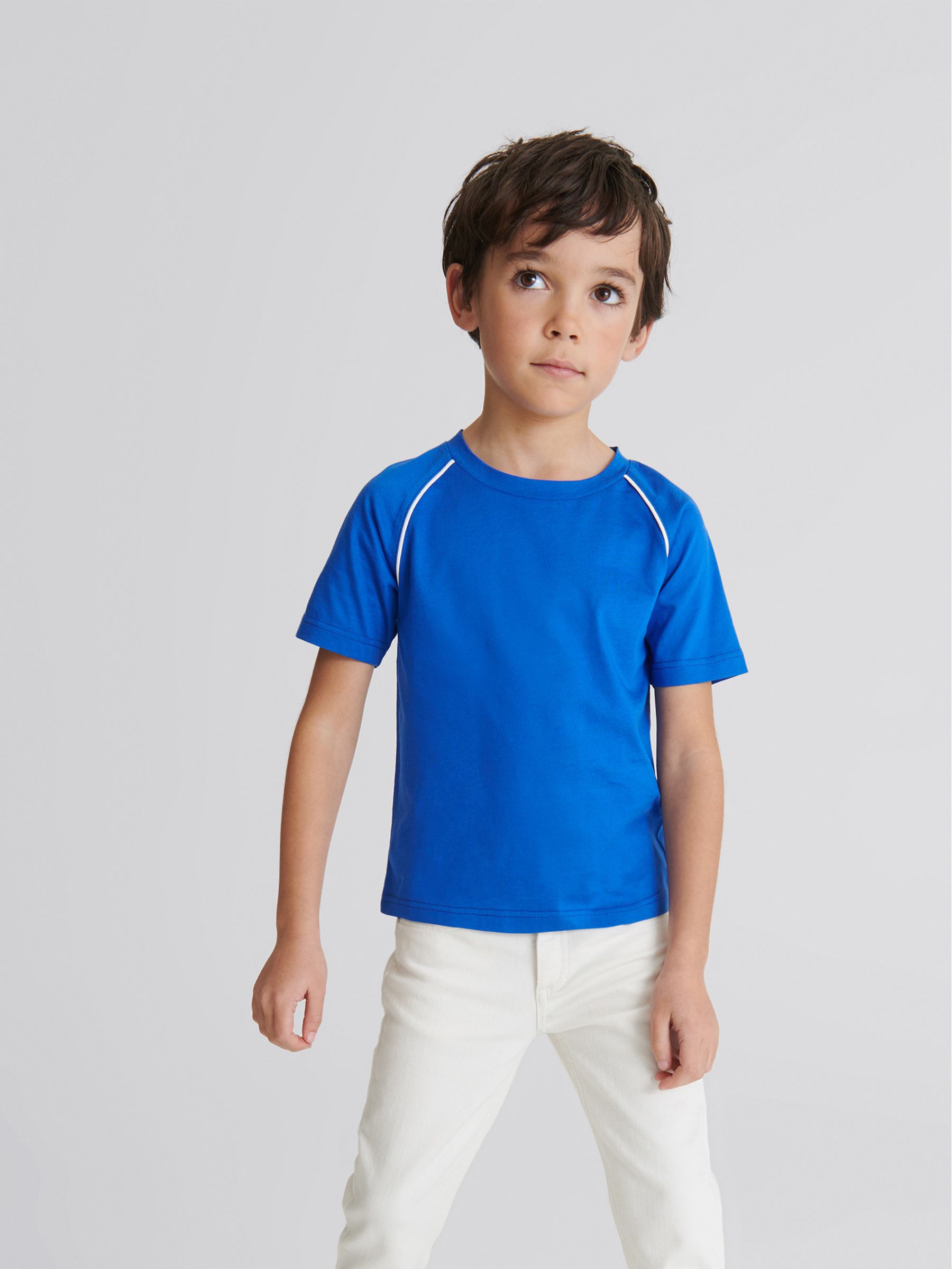 Reiss Stratford Junior Piped Knitted Trim Crew Neck Tee - REISS