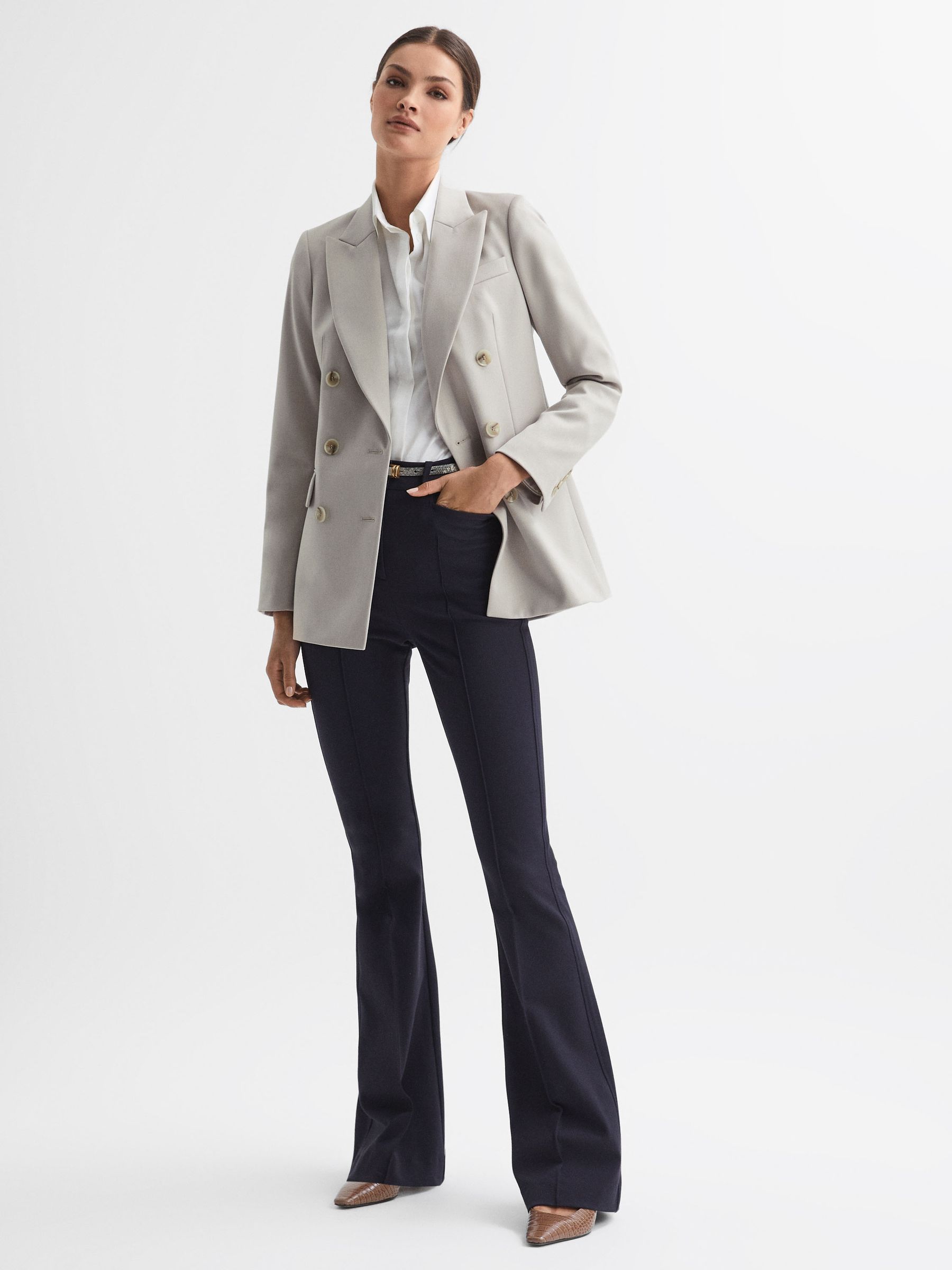 Reiss Astrid Double Breasted Wool Blend Blazer | REISS USA