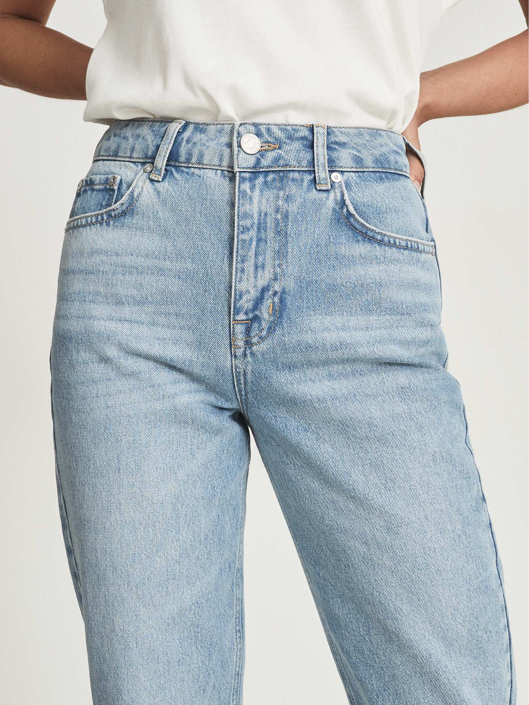 High Rise Straight Leg Jeans in Pale Blue - REISS