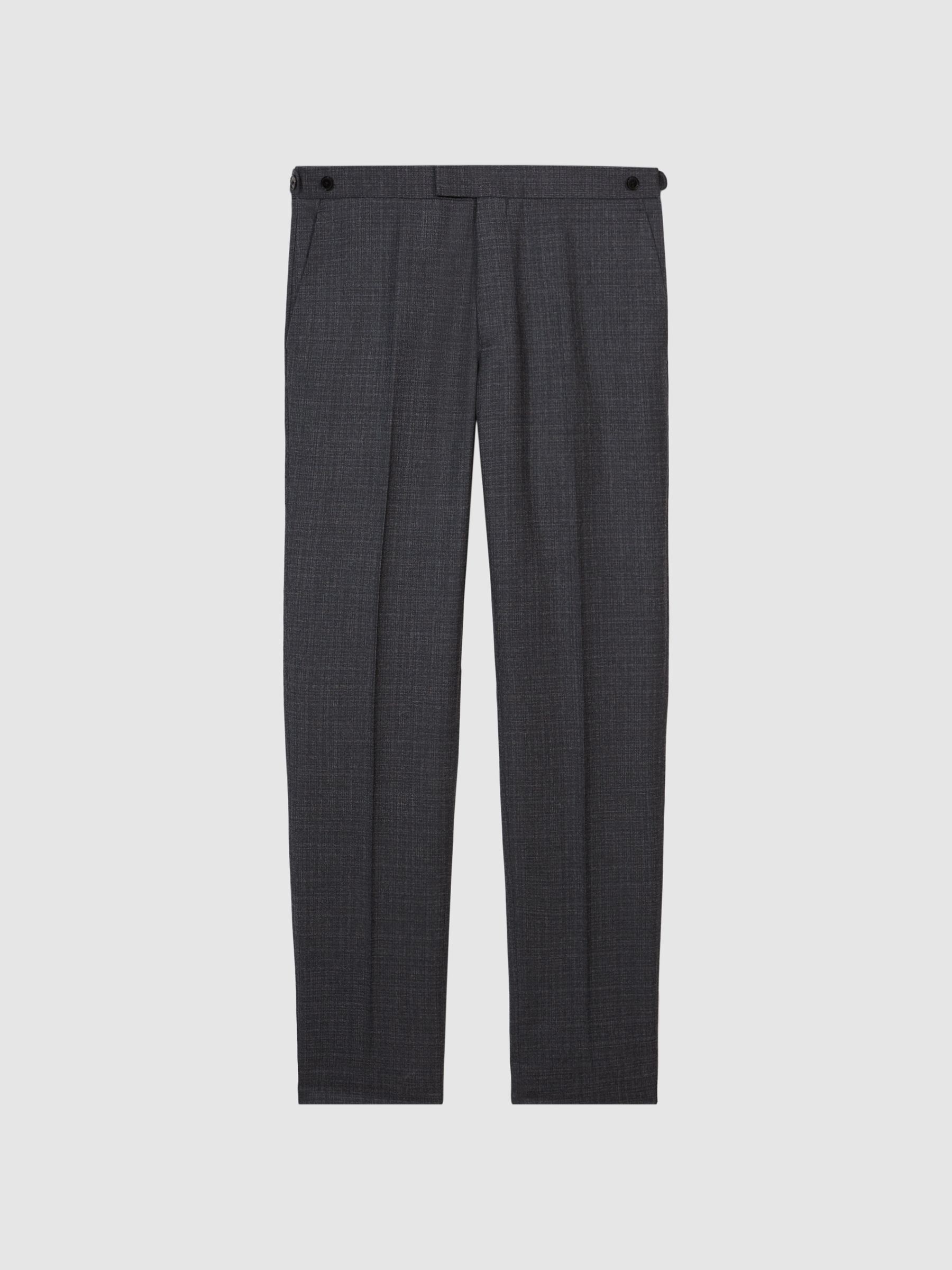 Textured Slim Fit Trousers in Charcoal - REISS