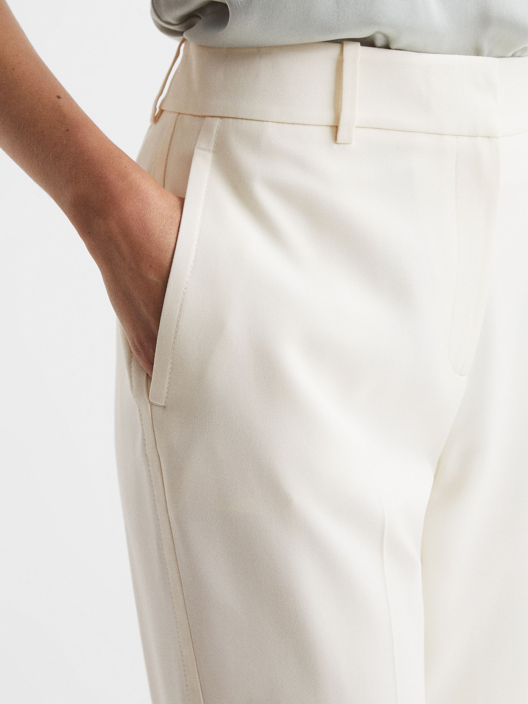 Reiss Cream Ember Petite Slim Fit High Rise Trousers