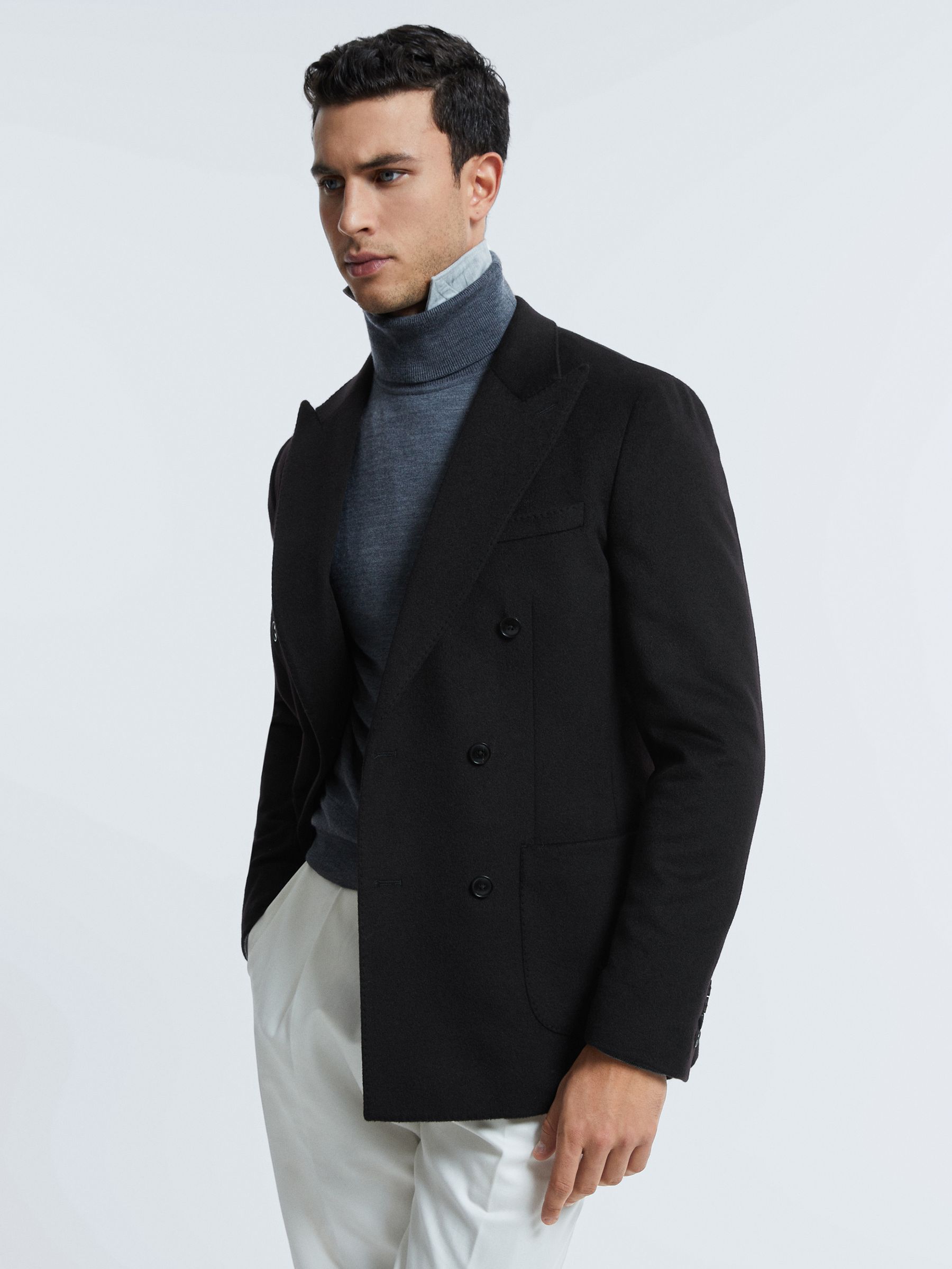 Atelier Cashmere Slim Fit Double Breasted Blazer - REISS
