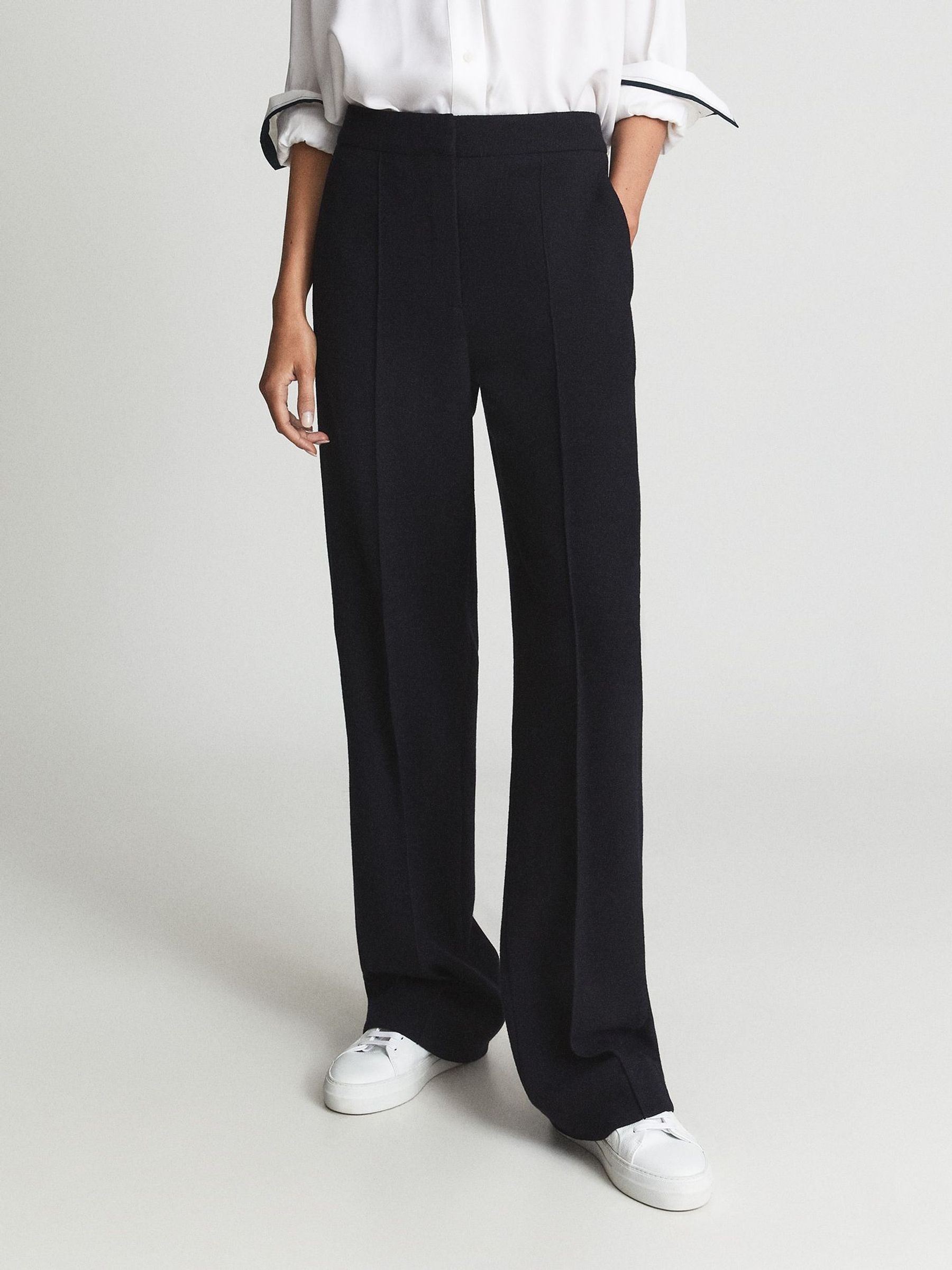 Reiss Iria Wool Blend Wide Leg Trousers | REISS USA