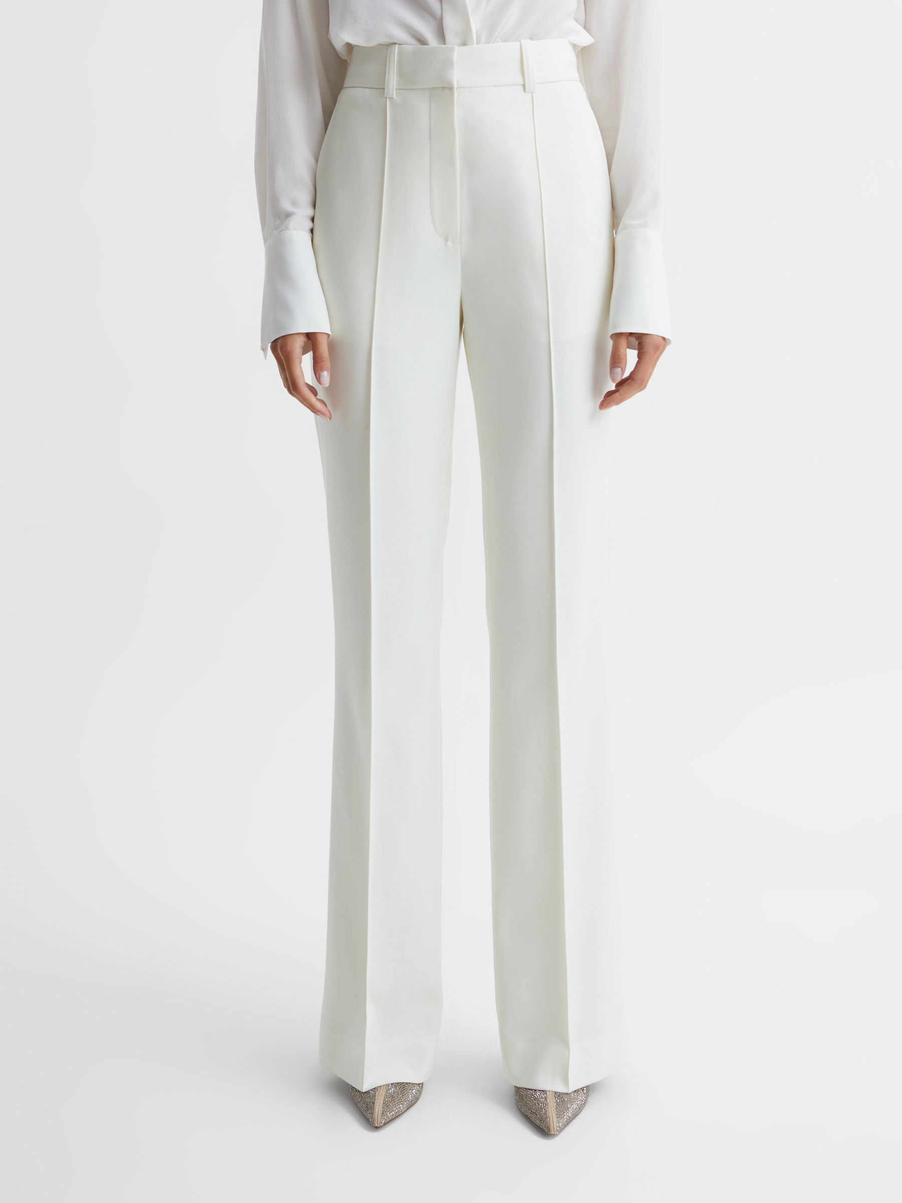 Flared Tuxedo Trousers in White - REISS