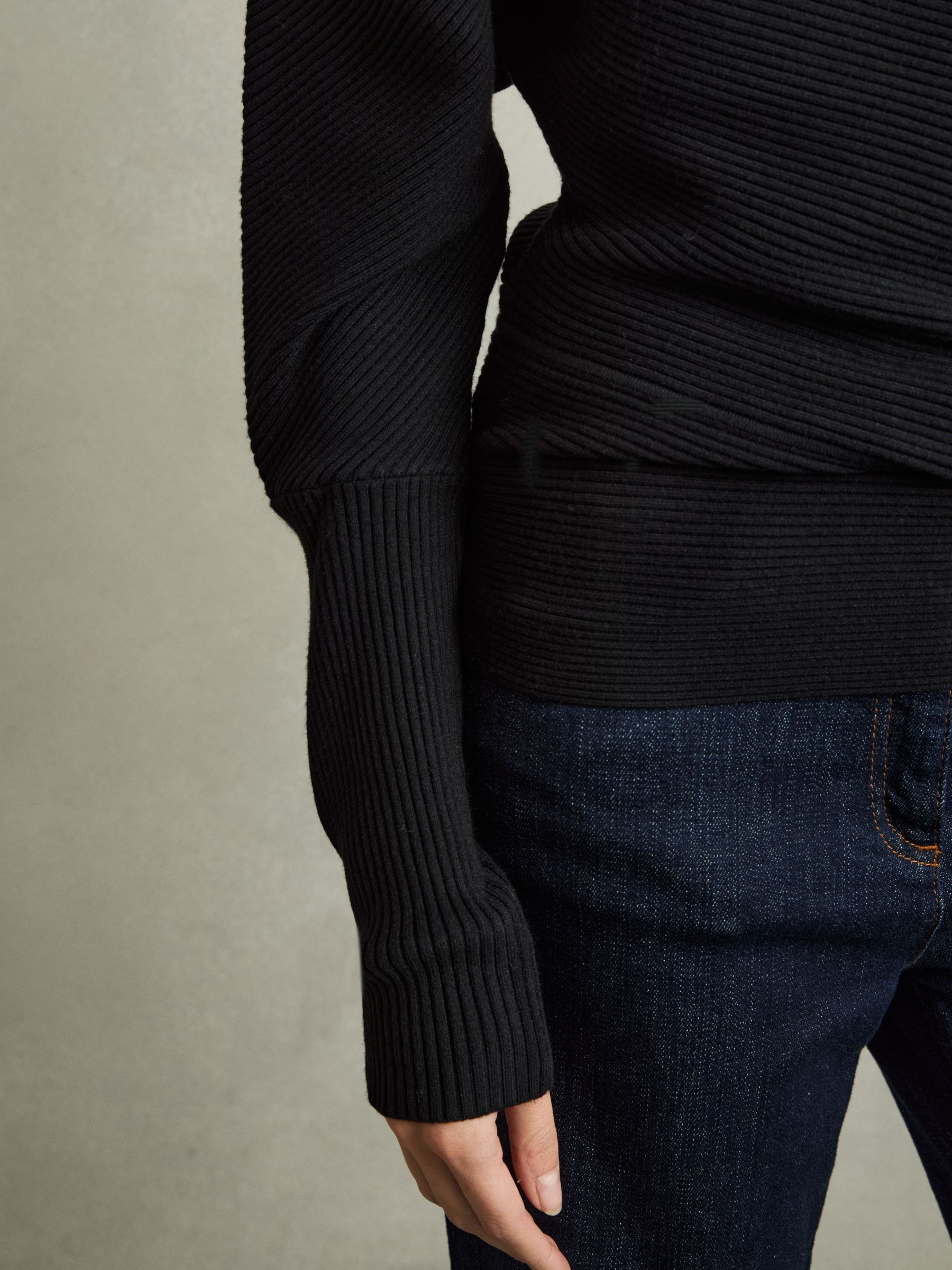 Reiss Lorna Asymmetric Drape Knitted Top REISS