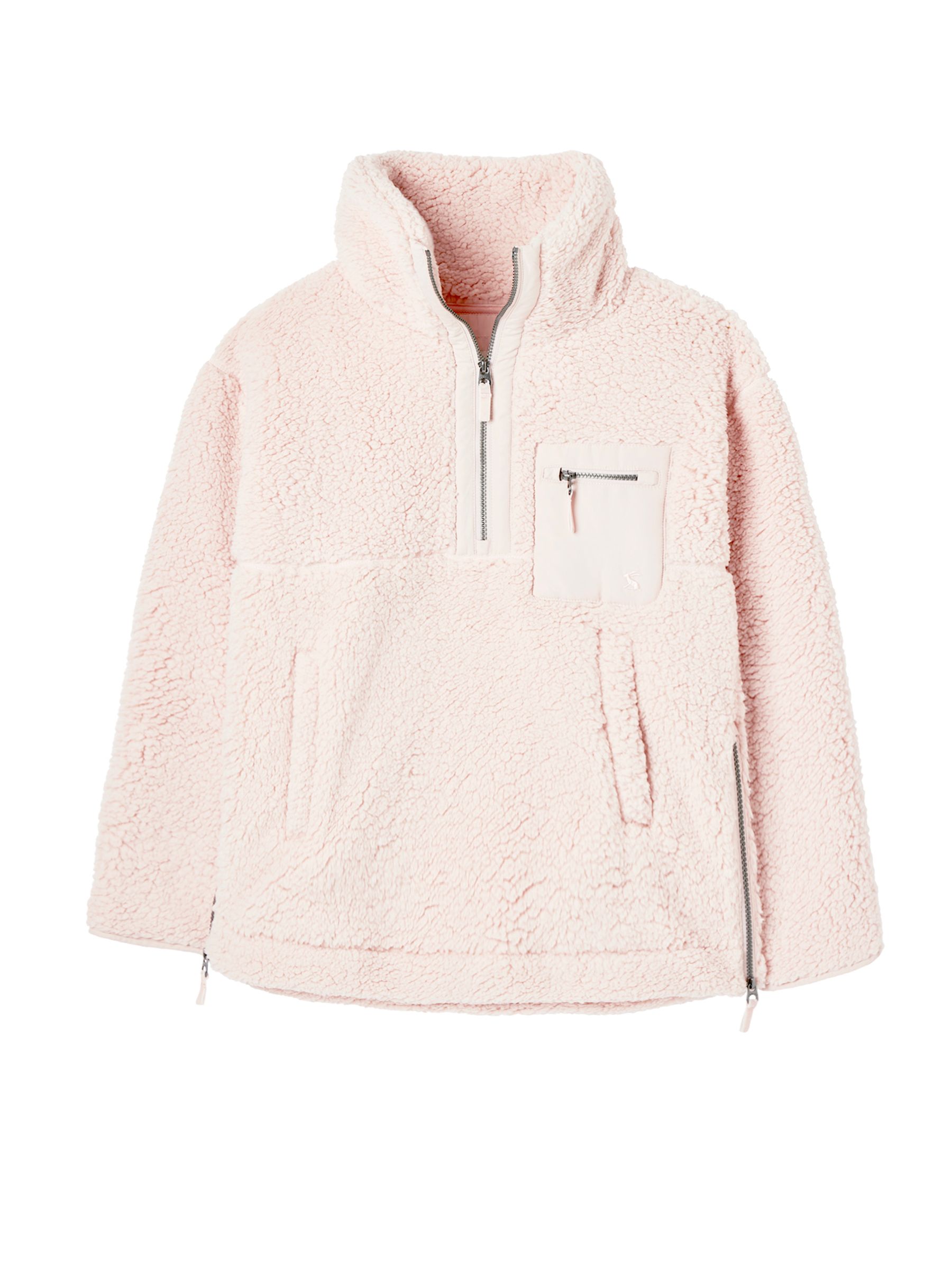 Buy Joules Pink Tilly Zip Front Woven Trim Fleece With Hem Detail from ...