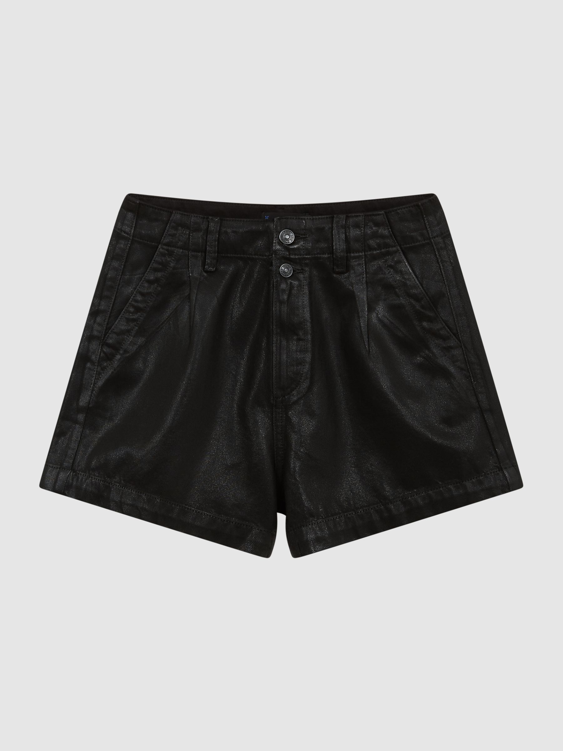 Reiss Mayslie PAIGE Button Up Denim Coated Shorts - REISS