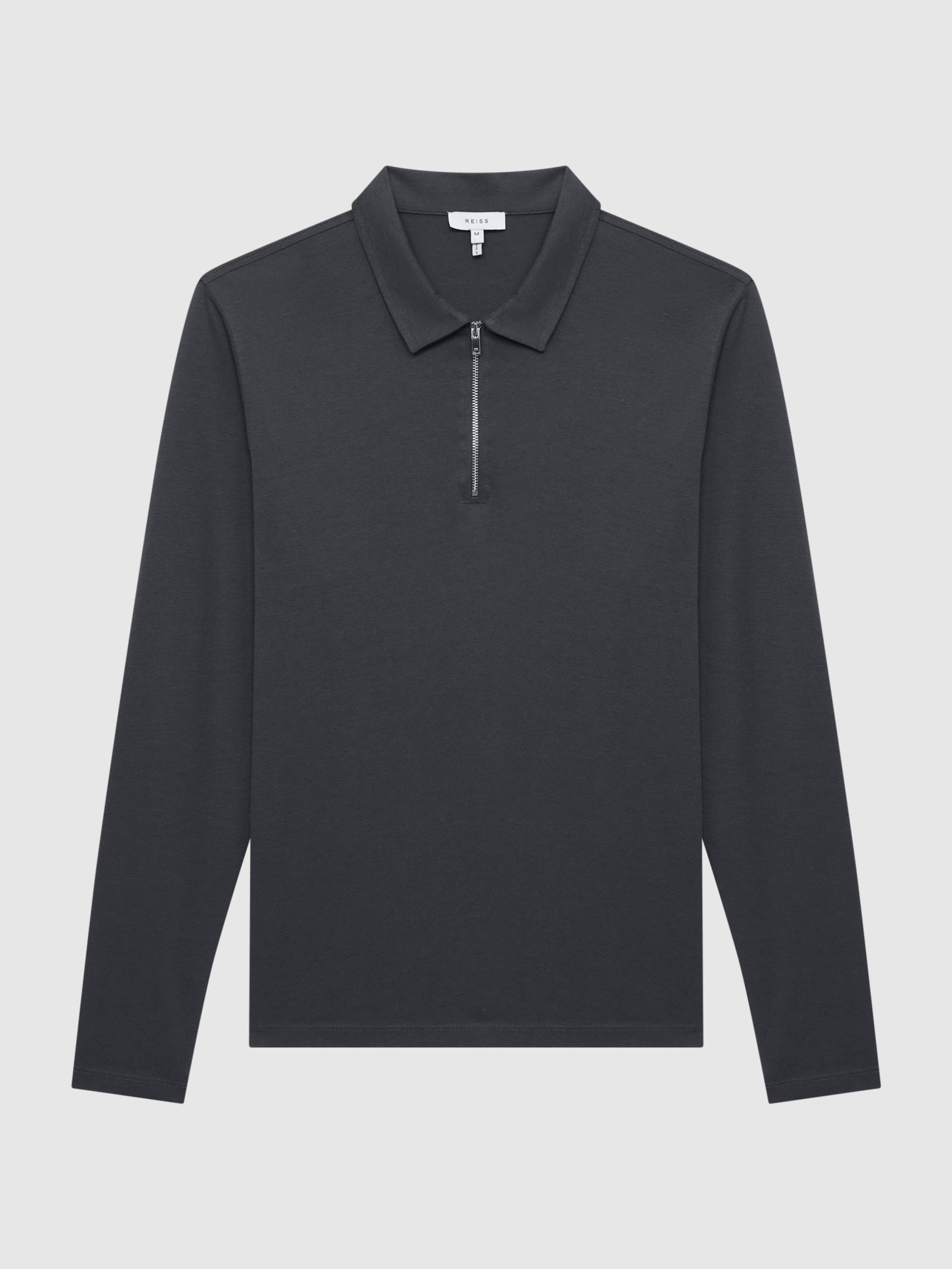 Reiss Rogue Textured Half Zip Long Sleeve Polo Shirt | REISS Australia