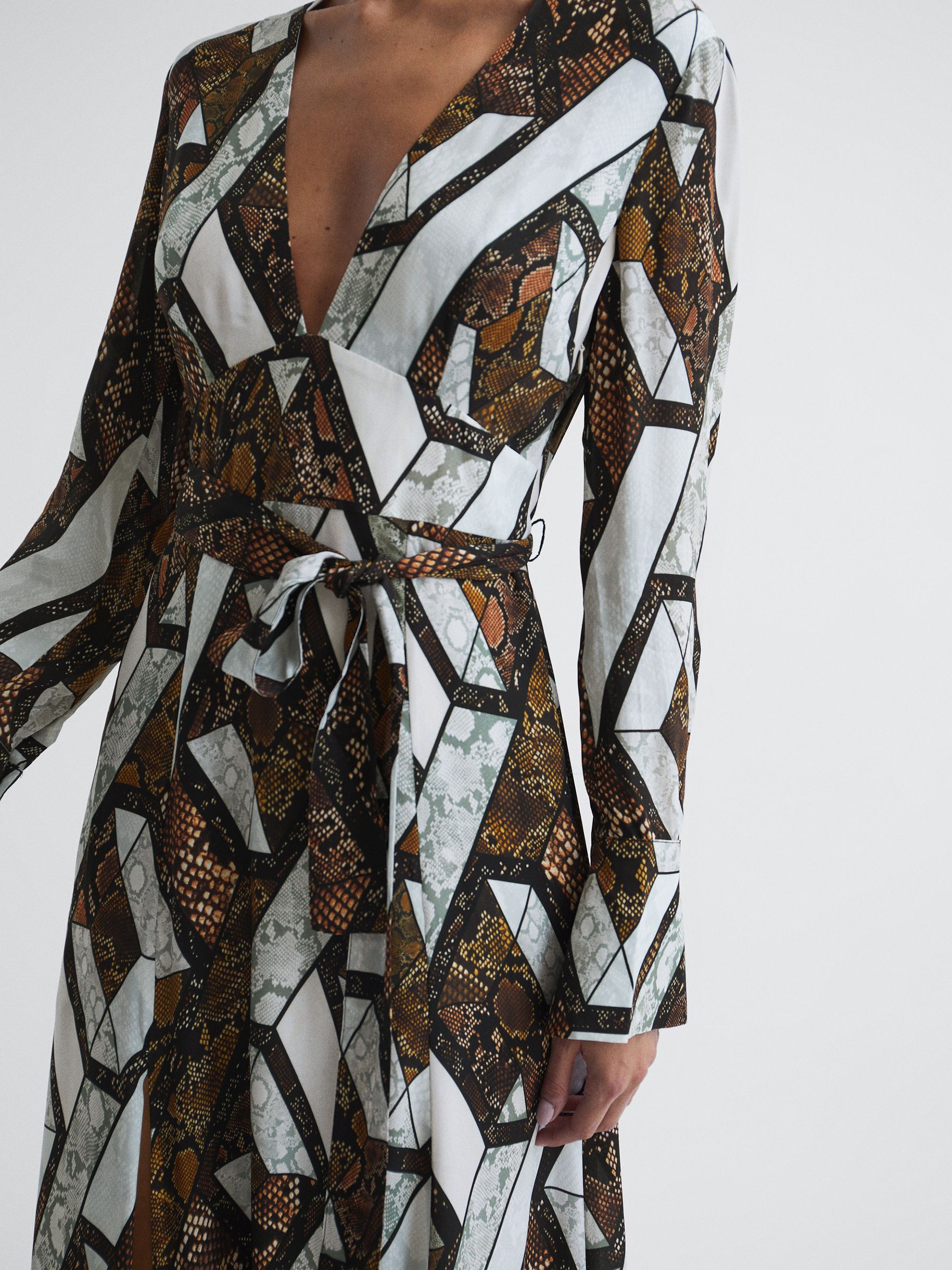 Reiss Loren Snake Print Plunge Maxi Dress | REISS USA