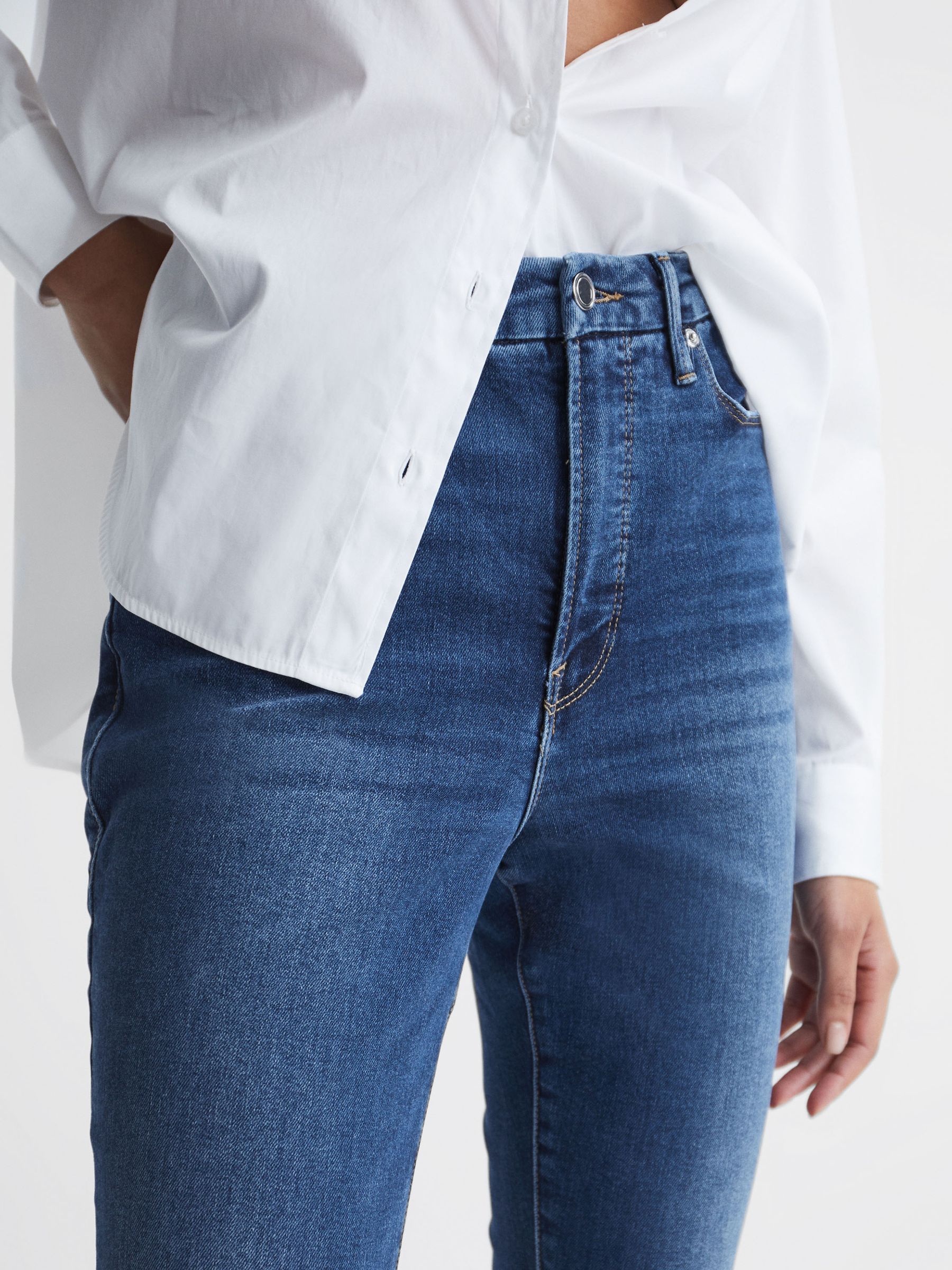 Good American Cropped Skinny Jeans in Dark Blue - REISS