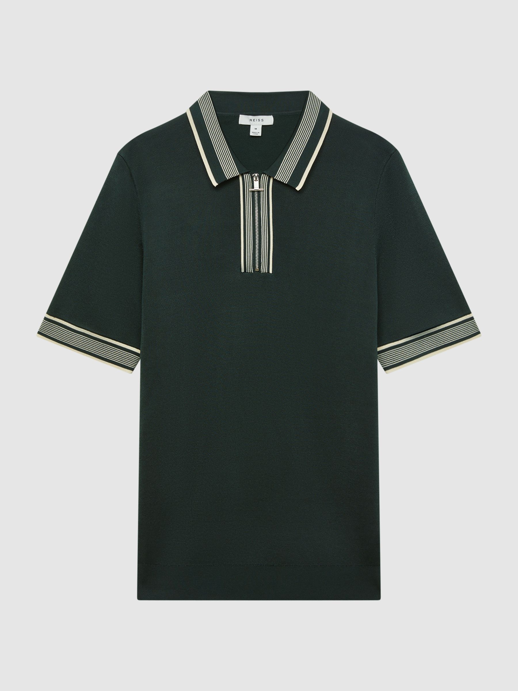 Reiss Regency Half-Zip Striped Polo Shirt | REISS Australia