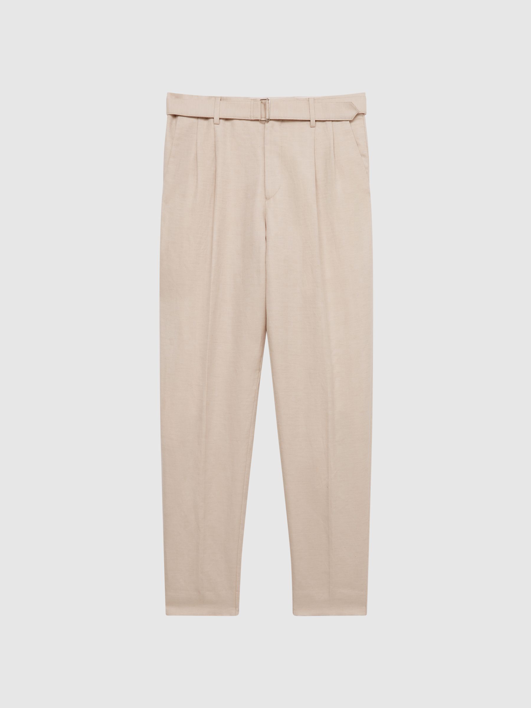 Reiss Trail Cotton-Linen Buckled Trousers - REISS