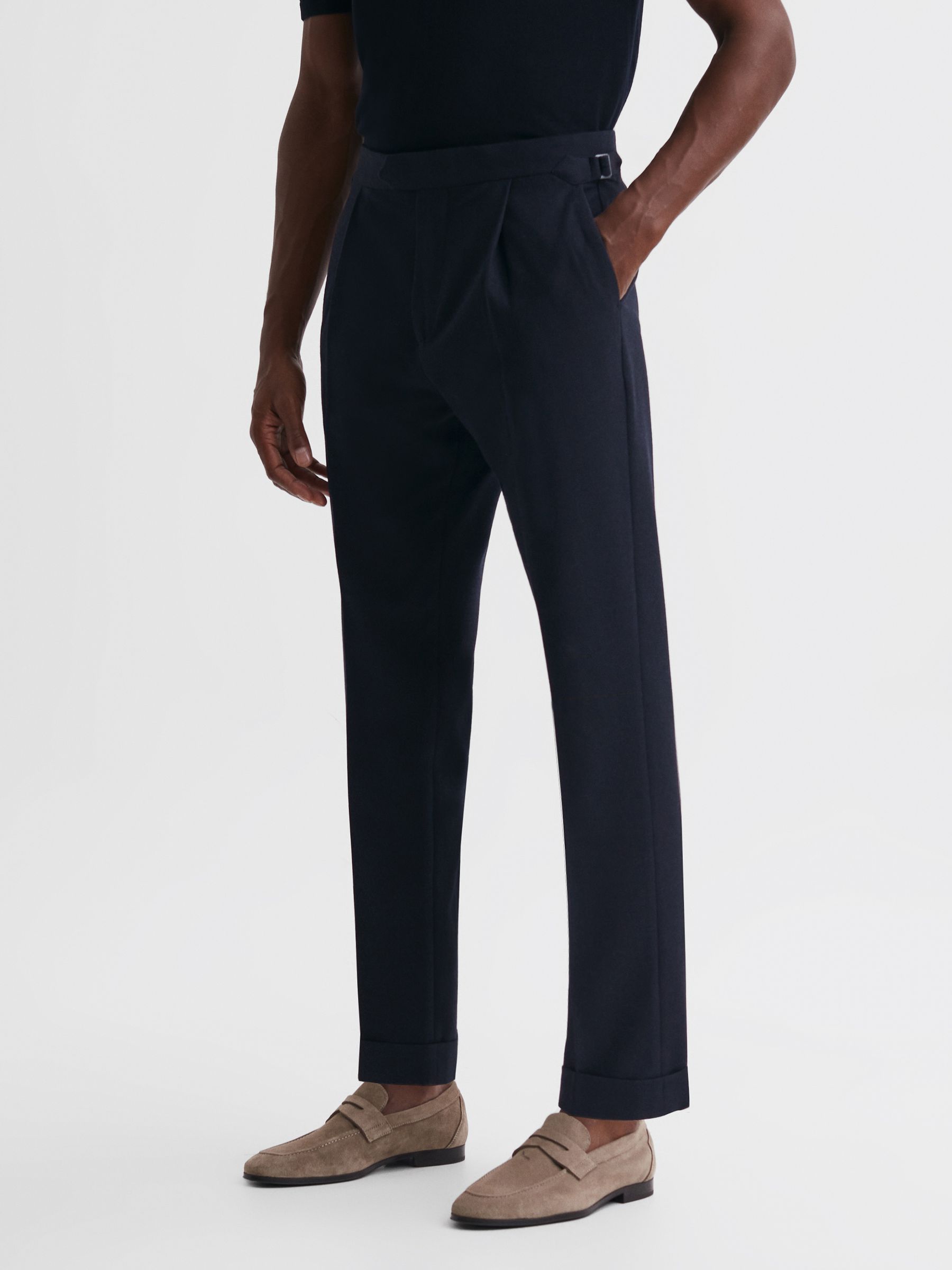 Reiss Thom Adjustable Tapered Trousers with Turn-Ups - REISS