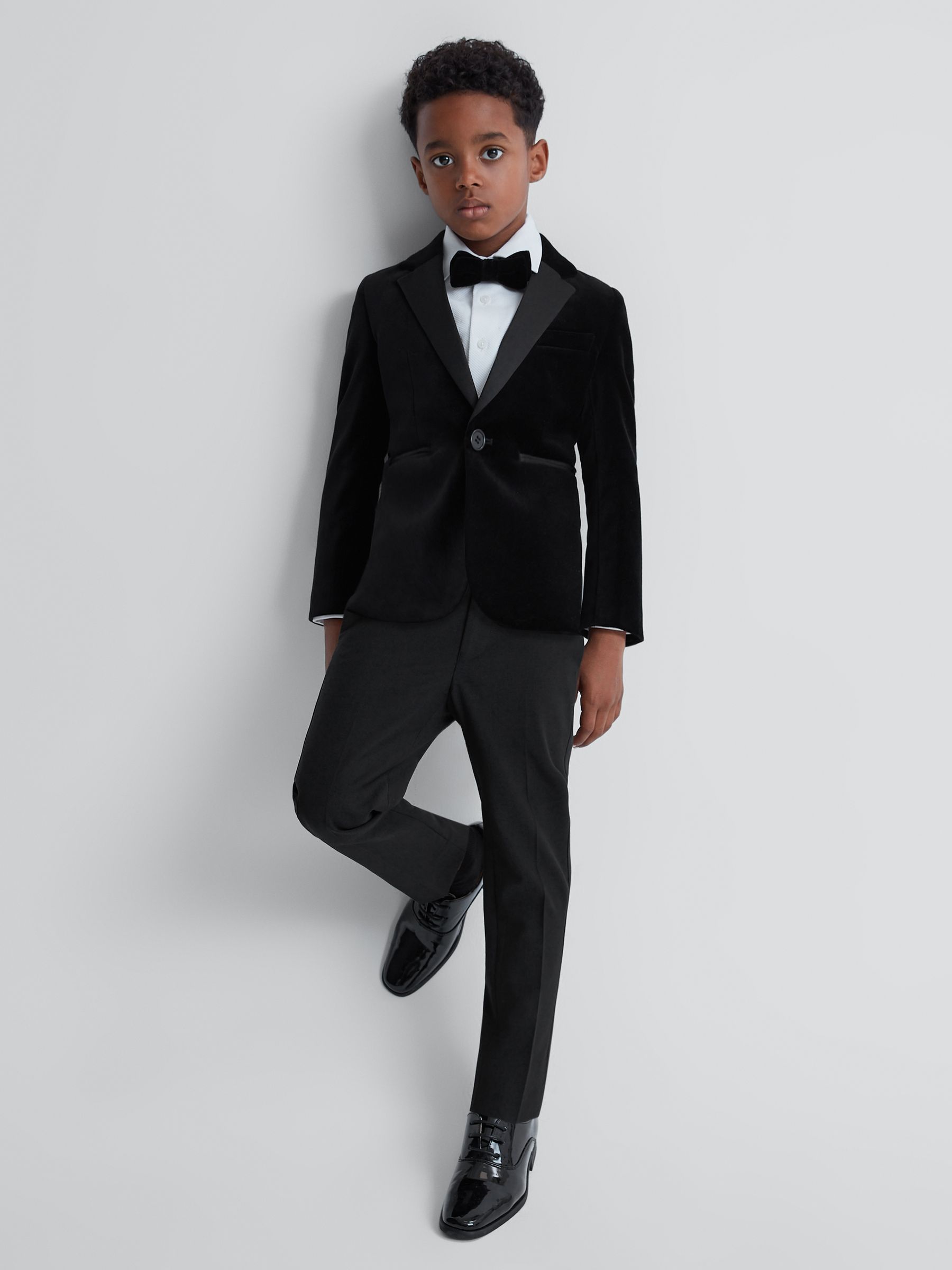 Junior Tuxedo Satin Stripe Trousers in Black - REISS