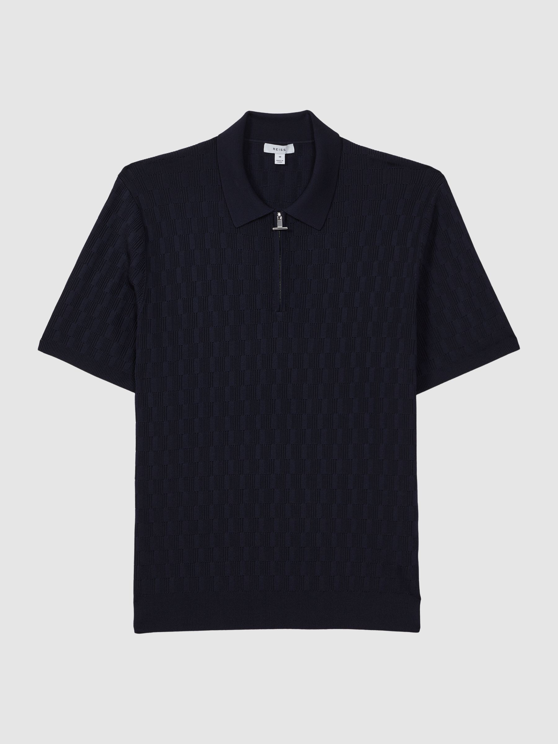 Reiss Ubud Half-Zip Textured Polo T-Shirt | REISS Australia