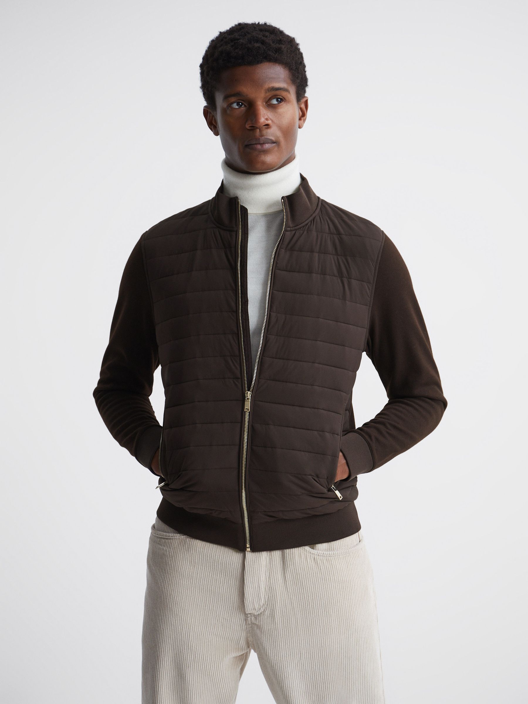 Reiss Flintoff Quilted Hybrid Jacket | REISS Germany