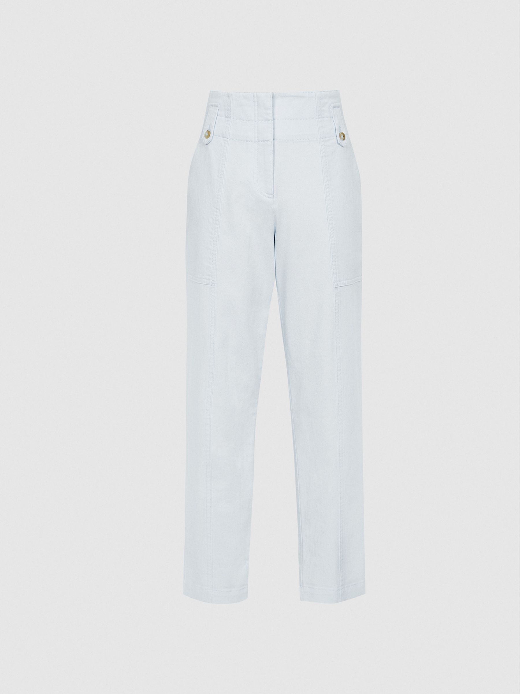 Cotton Tapered Cargo Trousers in Pale Blue - REISS