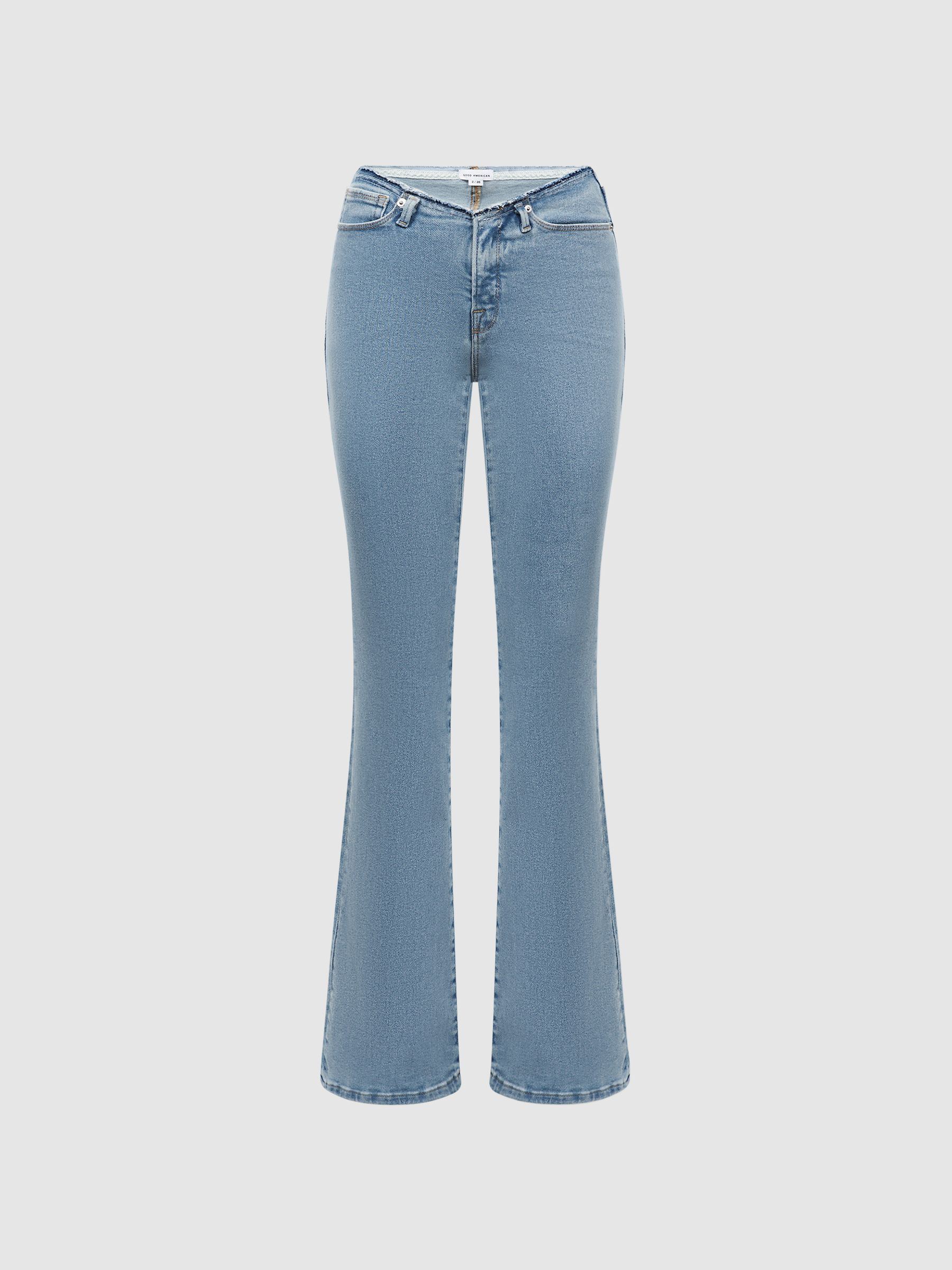 Good American Distressed Flared Jeans - REISS
