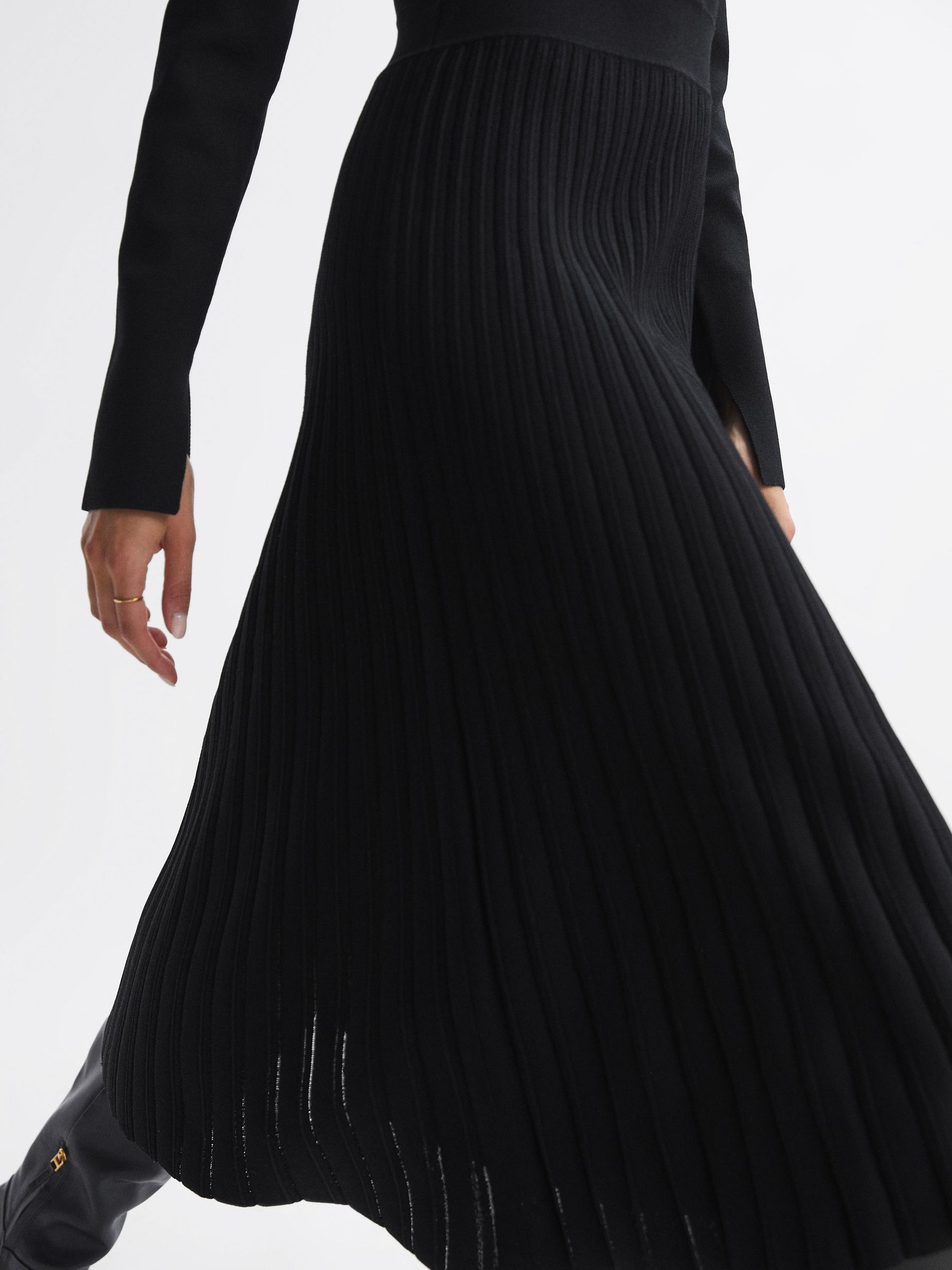 Reiss Mia Knitted Pleated Midi Dress - REISS
