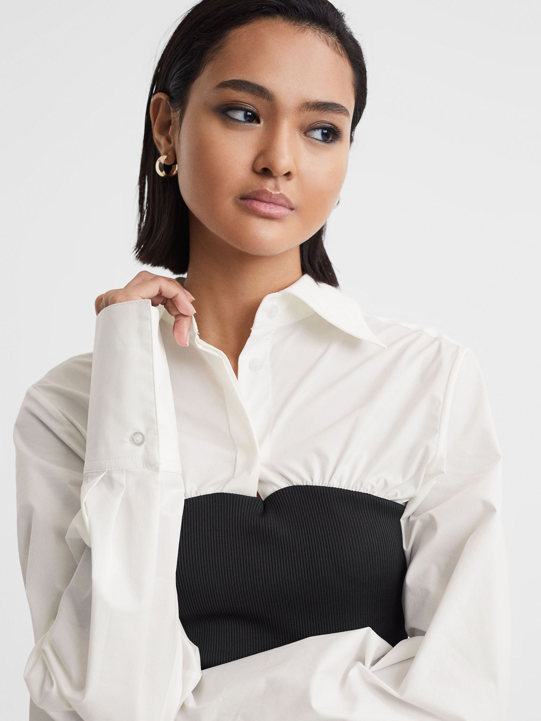 Anna Quan Hybrid Shirt Jersey Maxi Dress - REISS