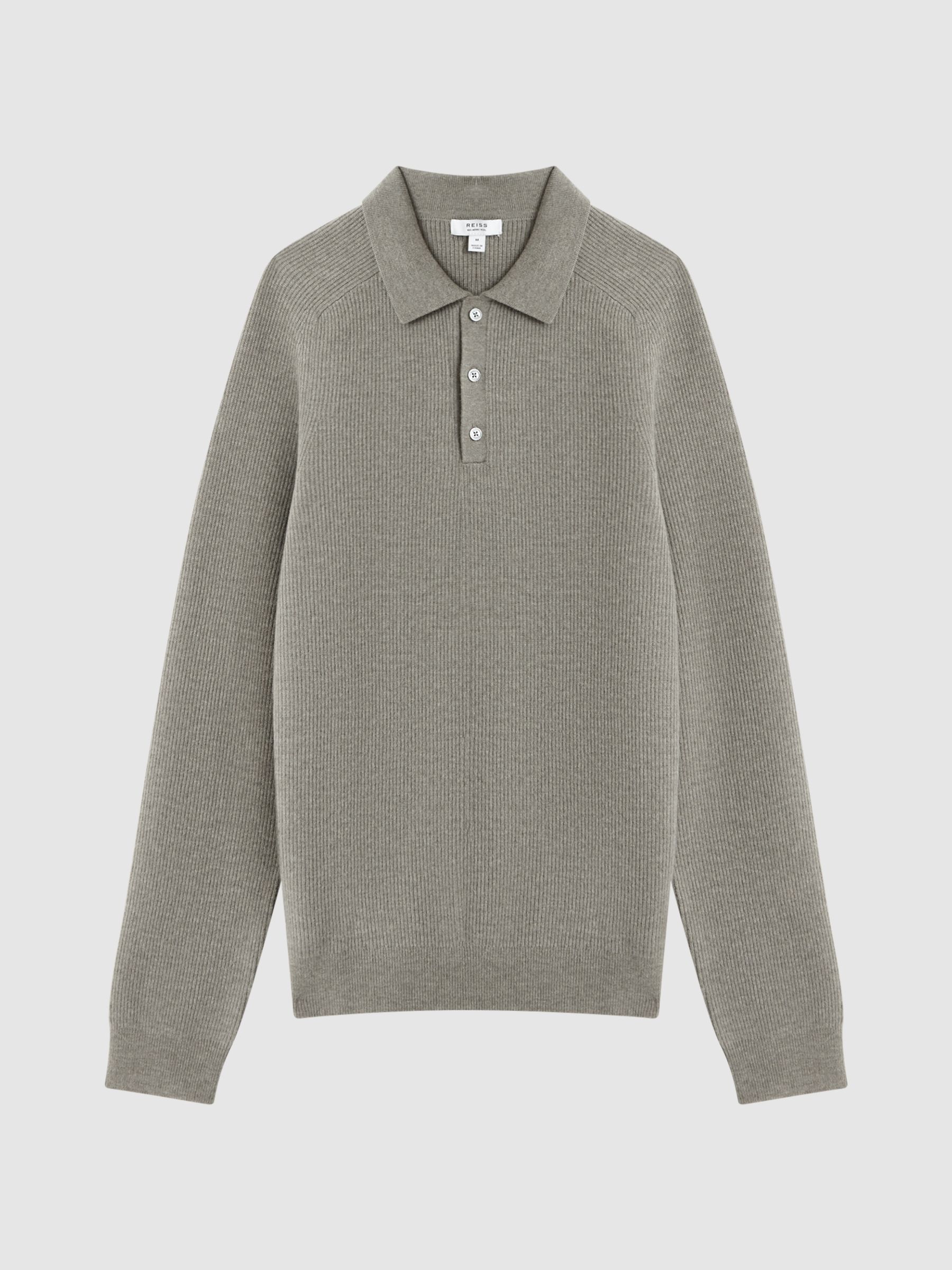 Reiss Holms Wool Long Sleeve Polo Shirt - REISS