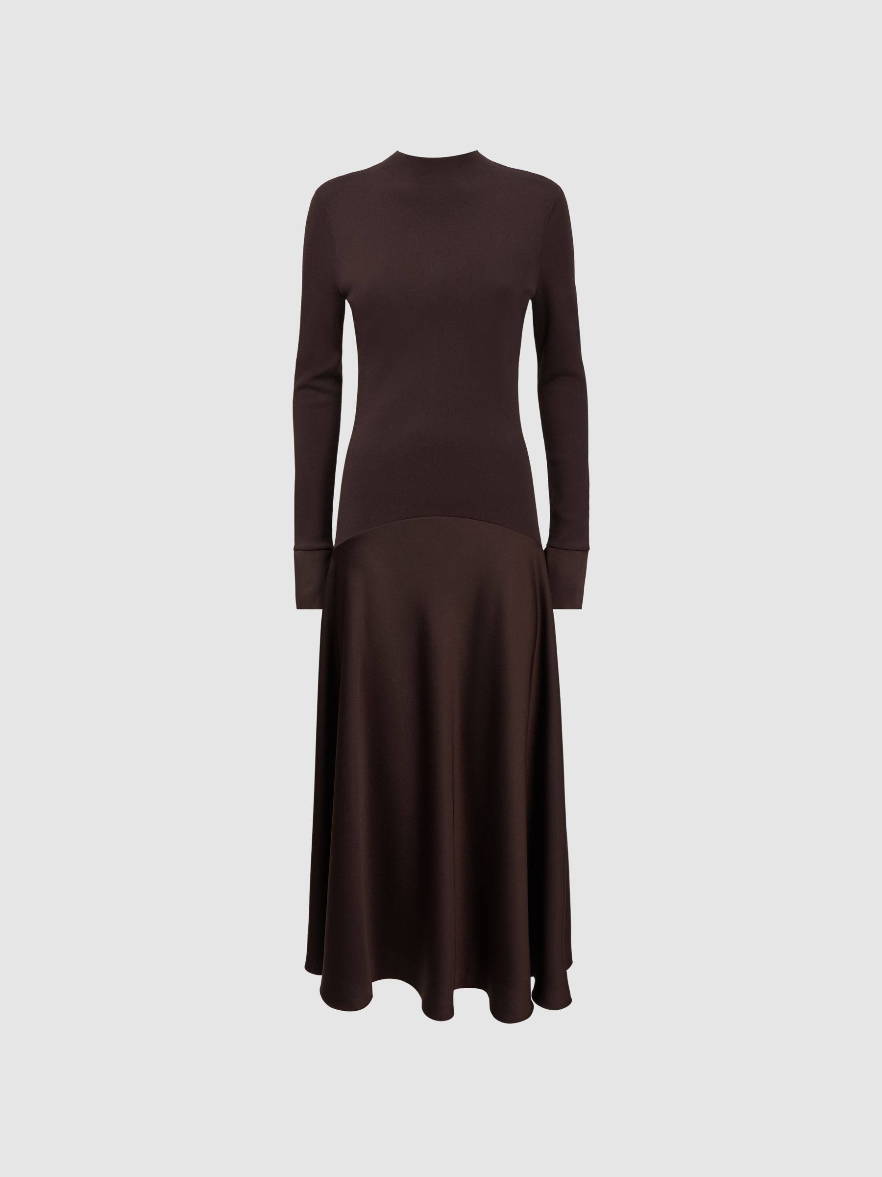 Florere Knitted Satin Midi Dress - REISS