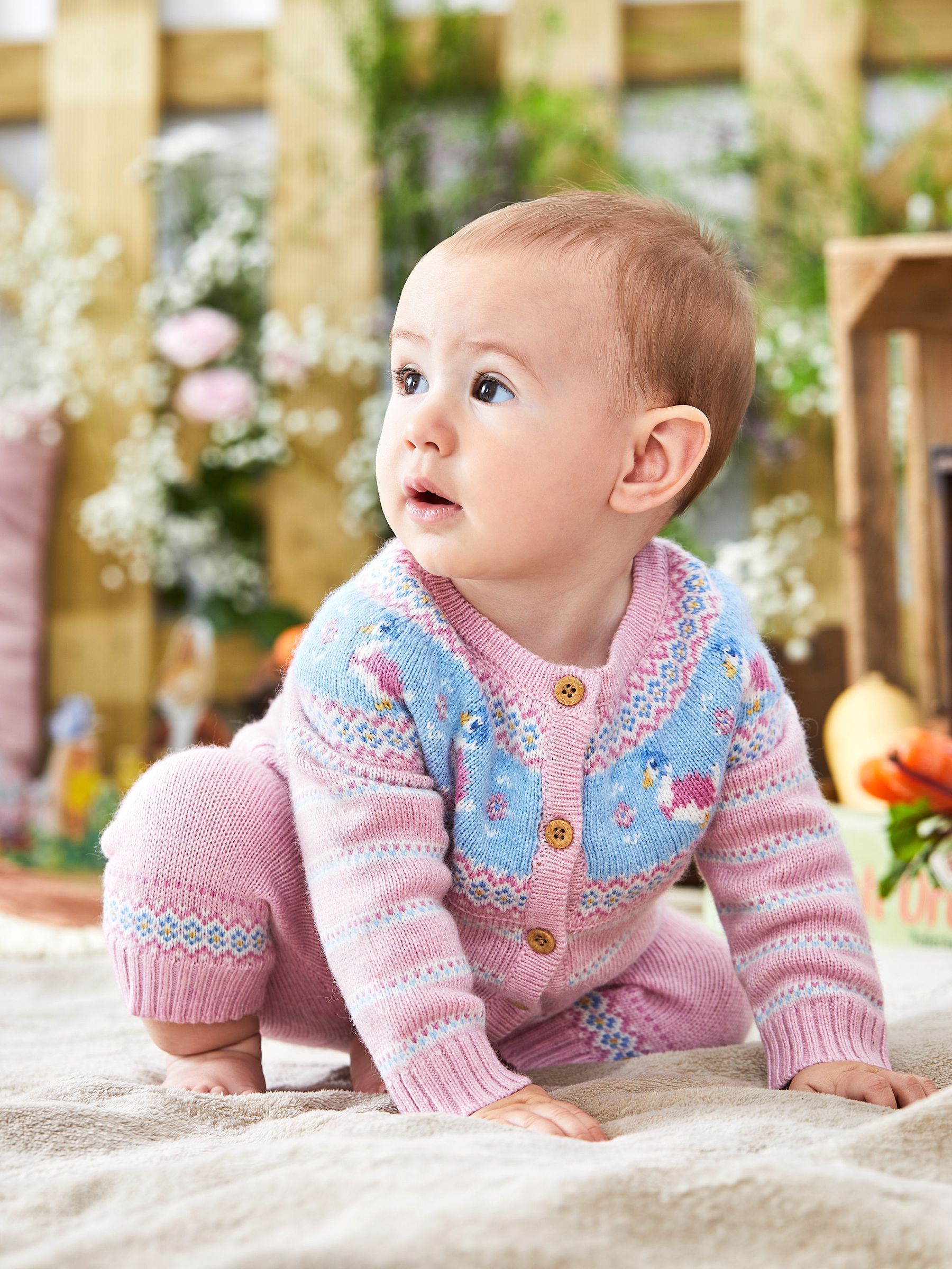 Buy JoJo Maman Bébé Girls' Peter Rabbit Fair Isle Knitted Baby Set from ...