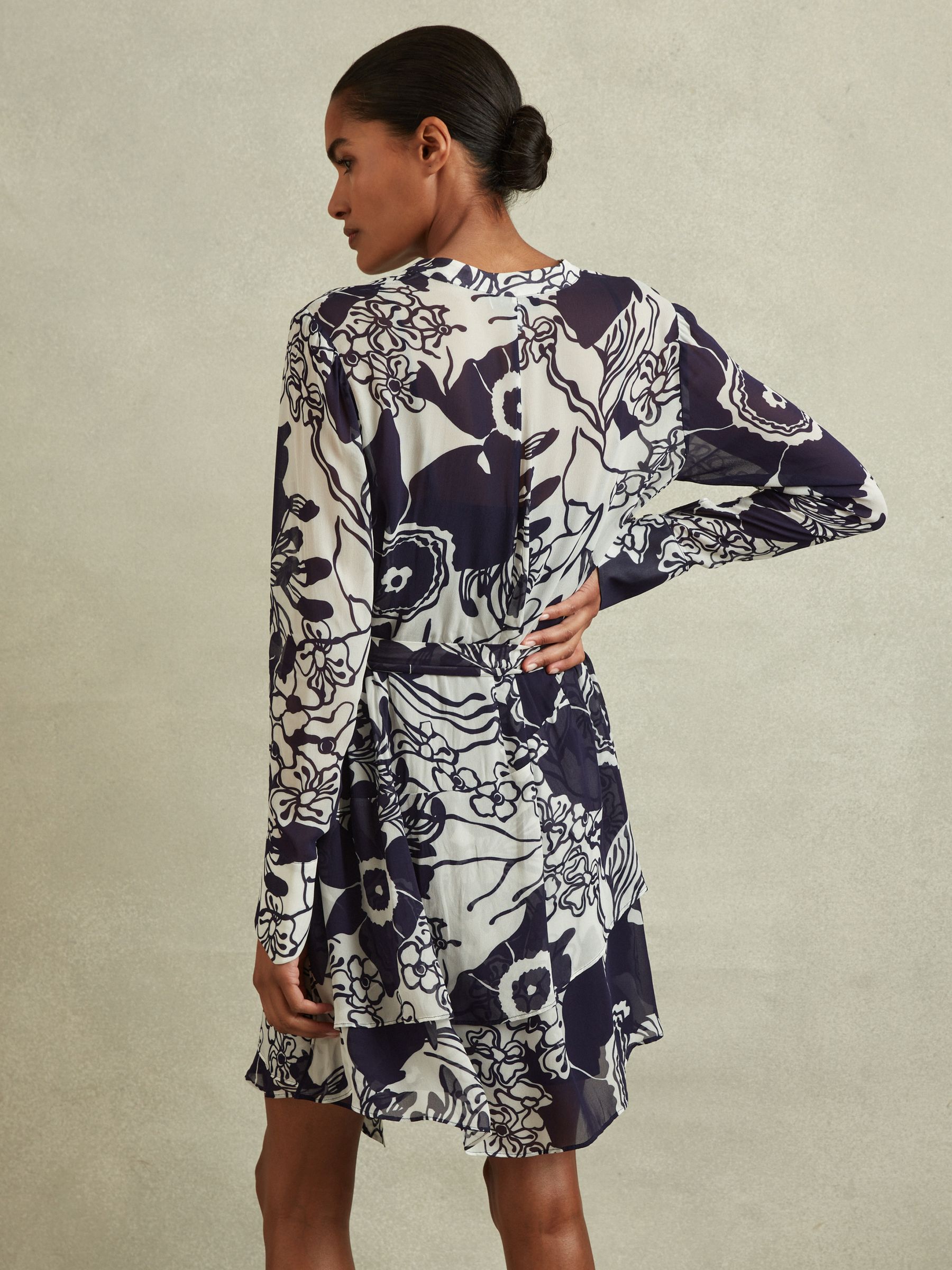 Reiss Sienna Printed Belted Mini Dress | REISS USA