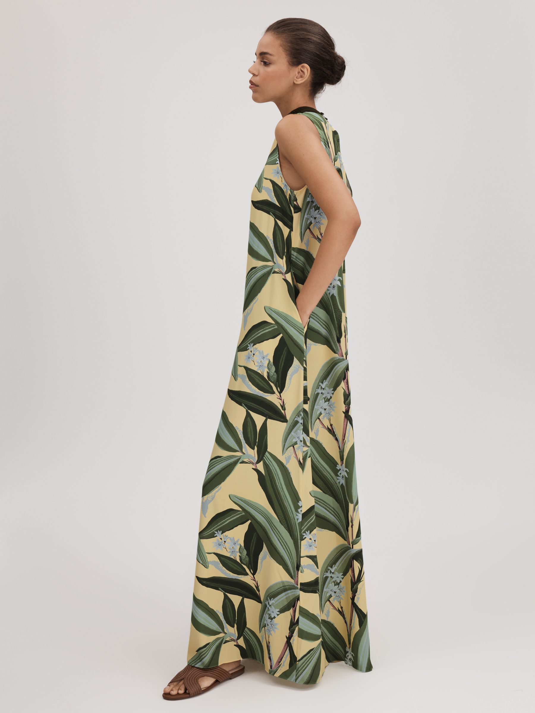 Florere Printed High Neck Maxi Dress - REISS