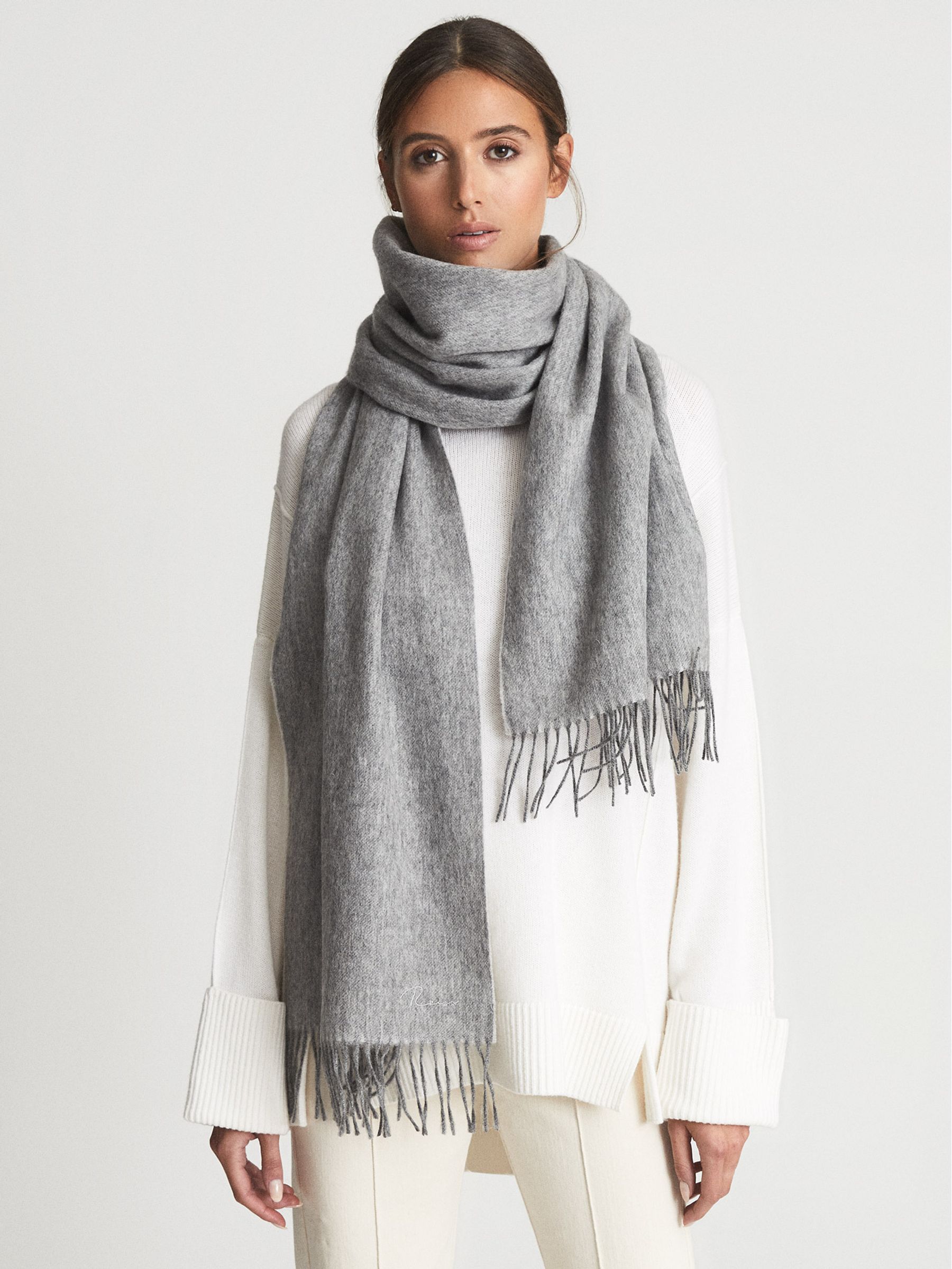 Reiss Picton Cashmere Blend Fringed Scarf - REISS