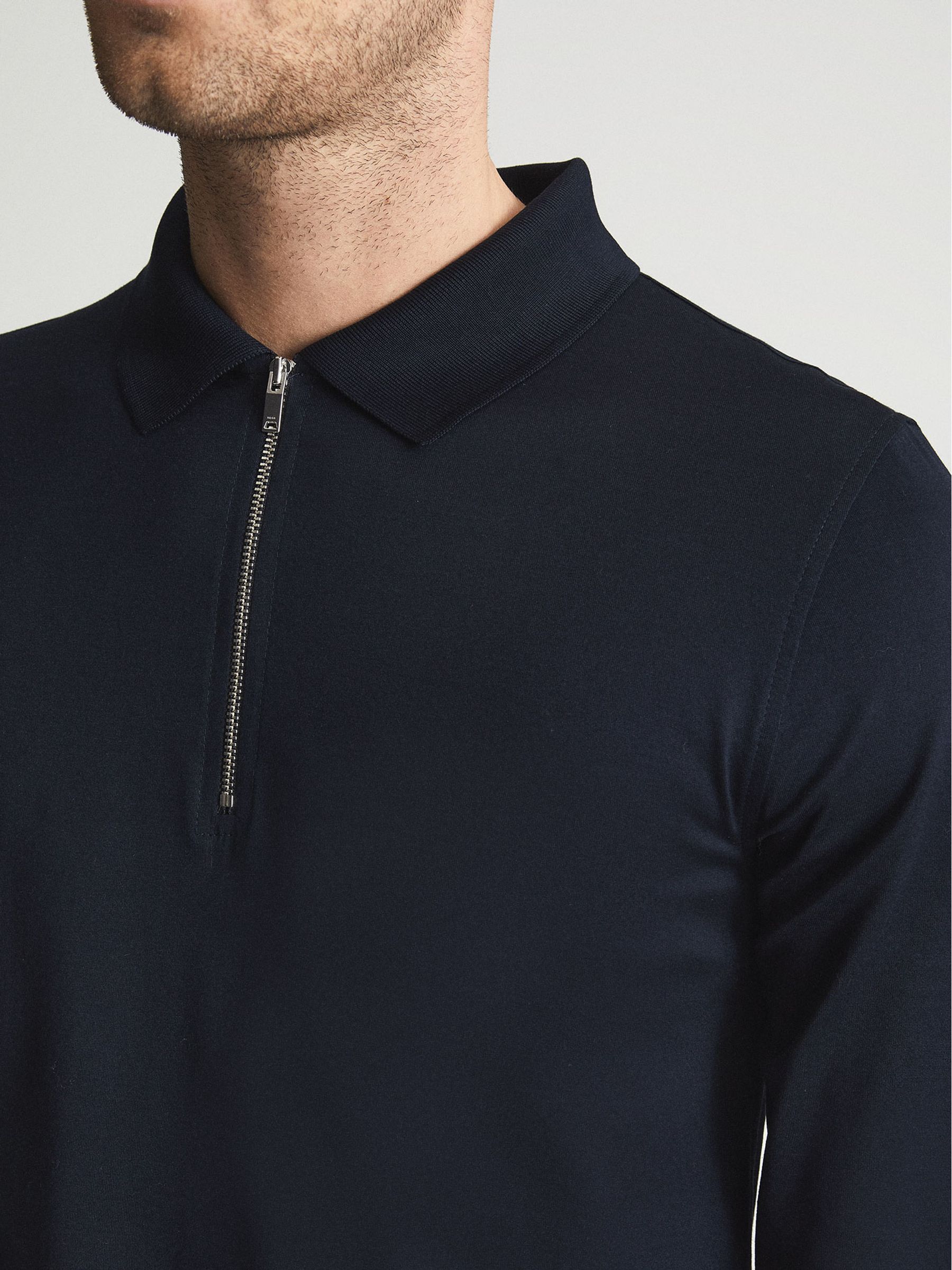 Golf Half Zip Polo Shirt in Navy - REISS