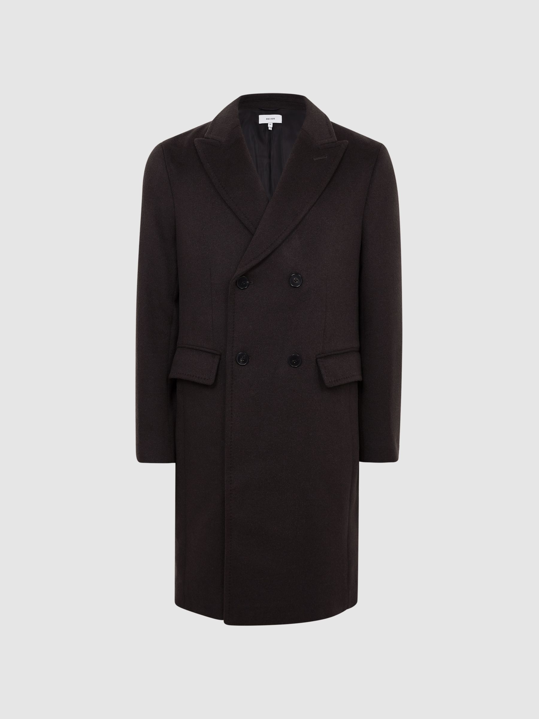 Reiss Glazier Double Breasted Wool Mid Length Overcoat - REISS