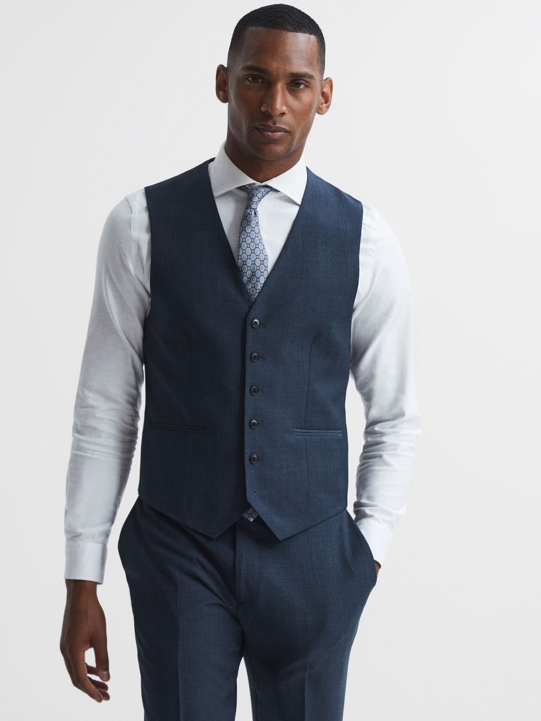 Reiss Ease Sharkskin Waistcoat | REISS Australia