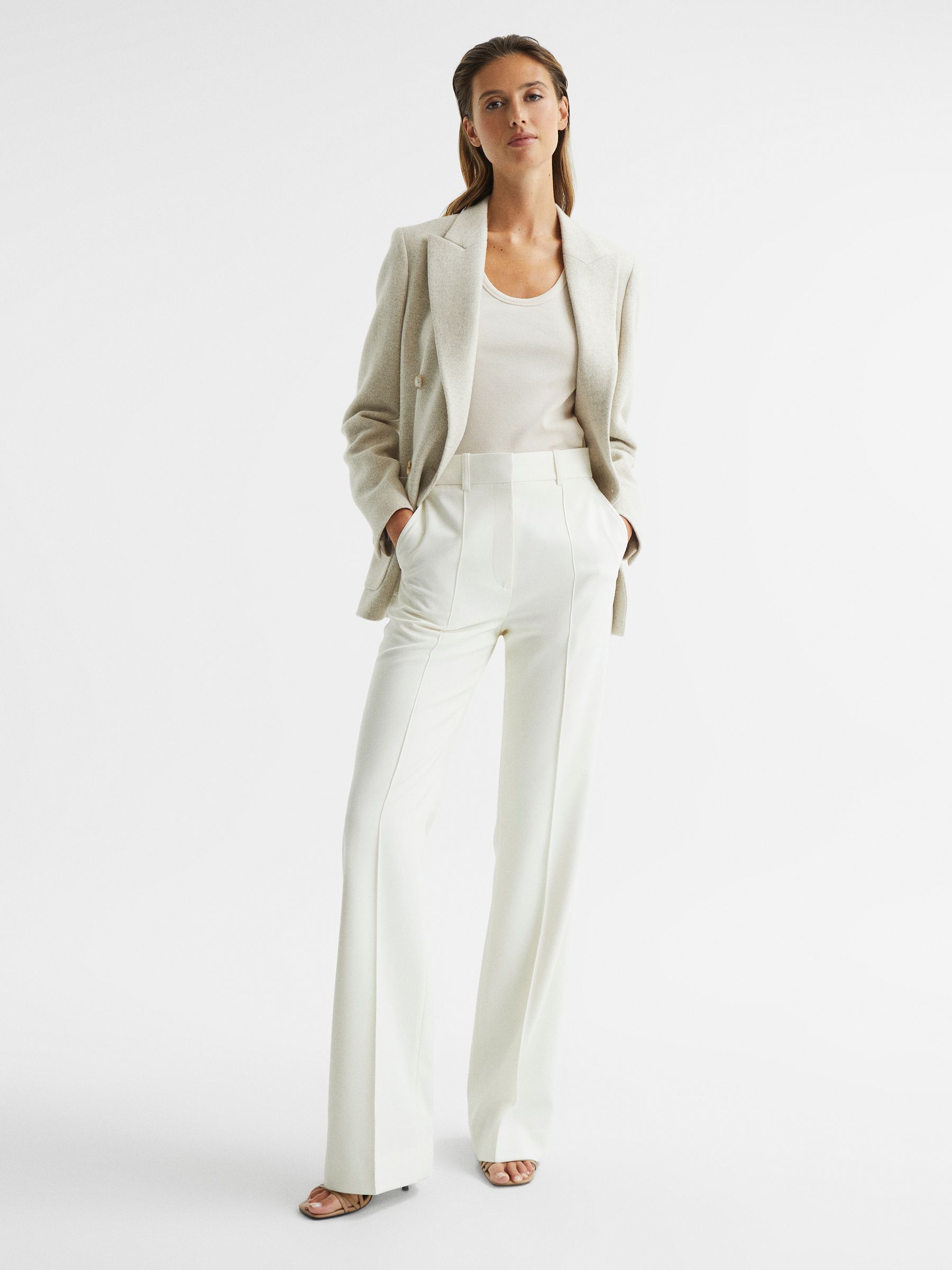 Textured Double Breasted Blazer in Neutral - REISS