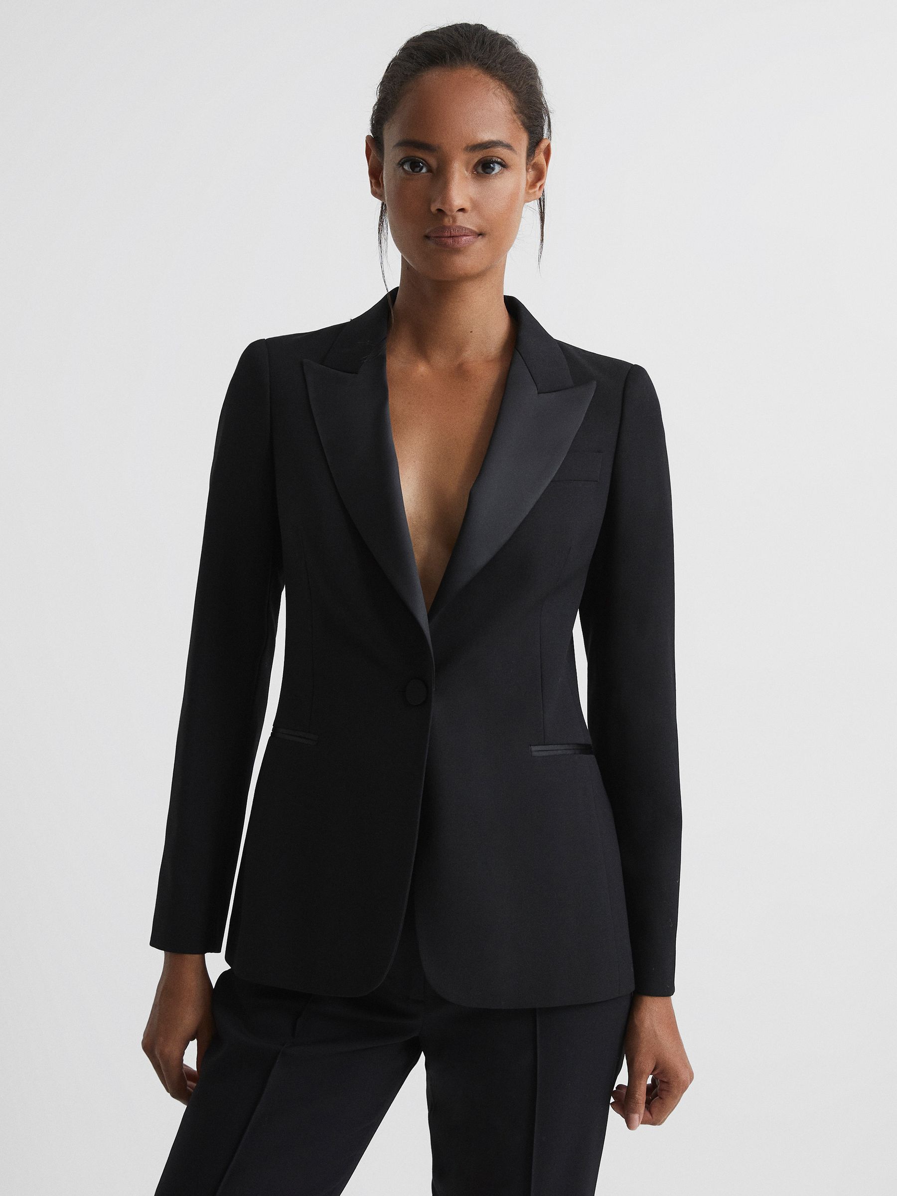Reiss Sofia Tailored Fit Wool Blend Tuxedo Blazer | REISS USA