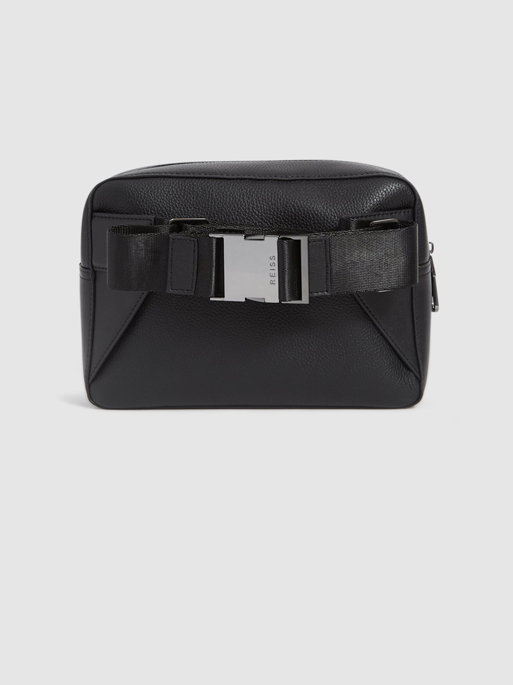 Leather Cross-Body Bag in Black - REISS