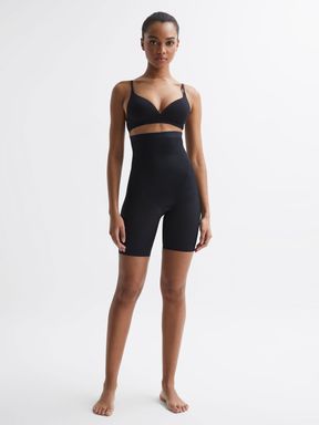 Spanx Shapewear Firming High-Waisted Mid-Thigh Shorts in Black